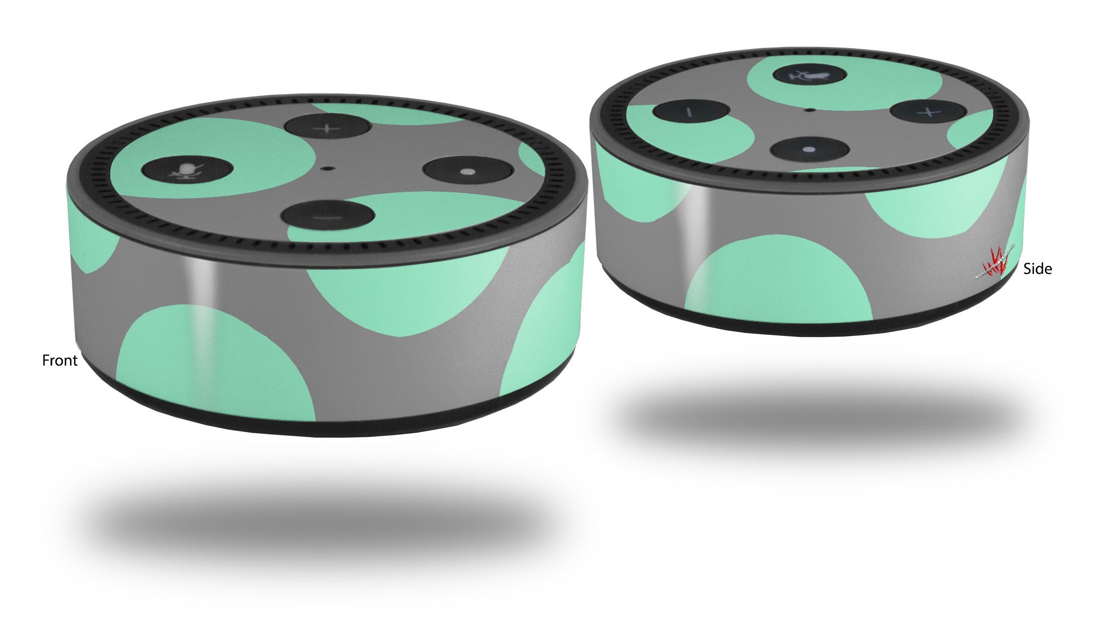 Skin Wrap Decal Set 2 Pack for Amazon Echo Dot 2 - Kearas Polka Dots Mint and Gray (2nd Generation ONLY - Echo NOT Included)