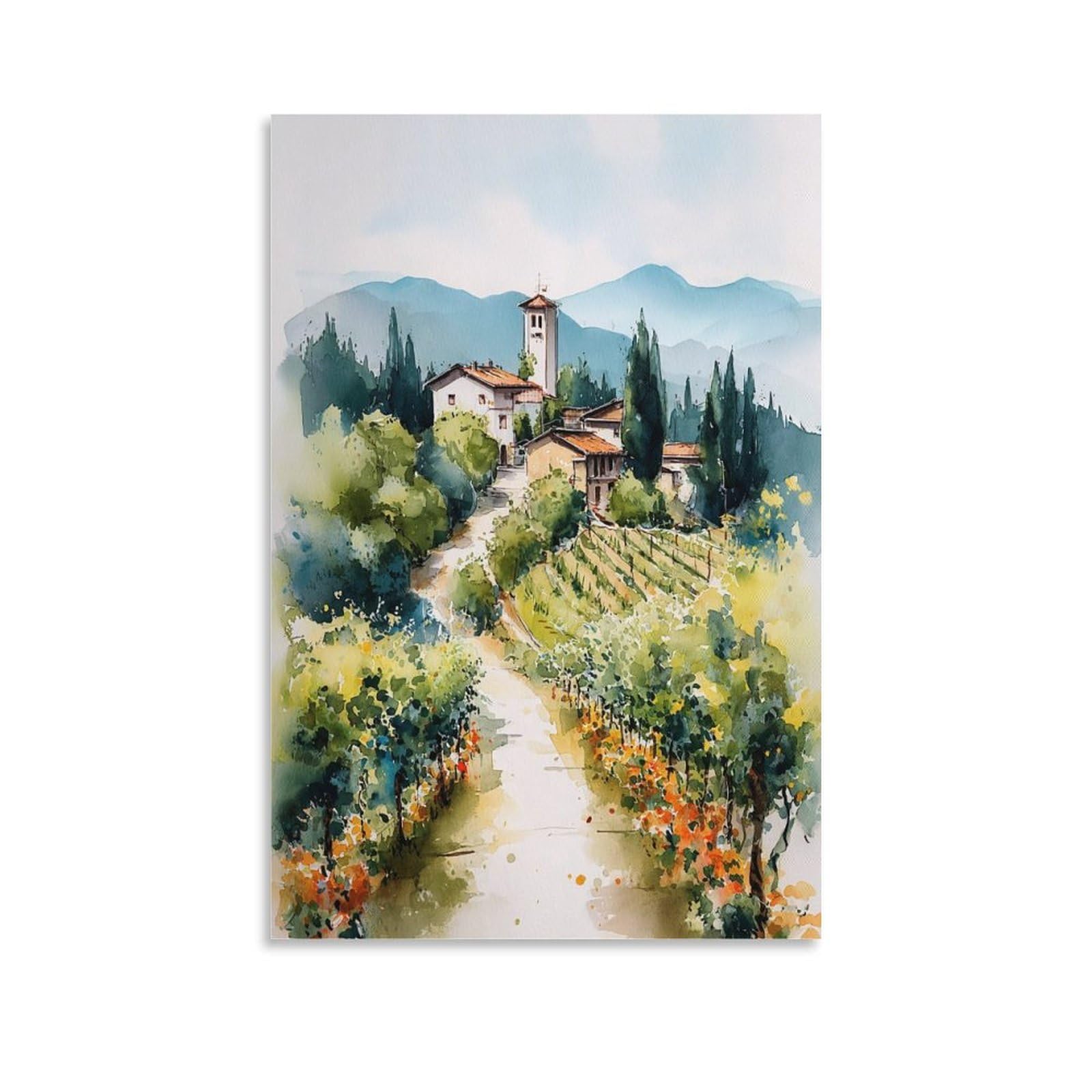 XWYMXZ Napa Valley Vineyard 20x30inch(50x75cm) Vintage Travel Poster Watercolor Canvas Art