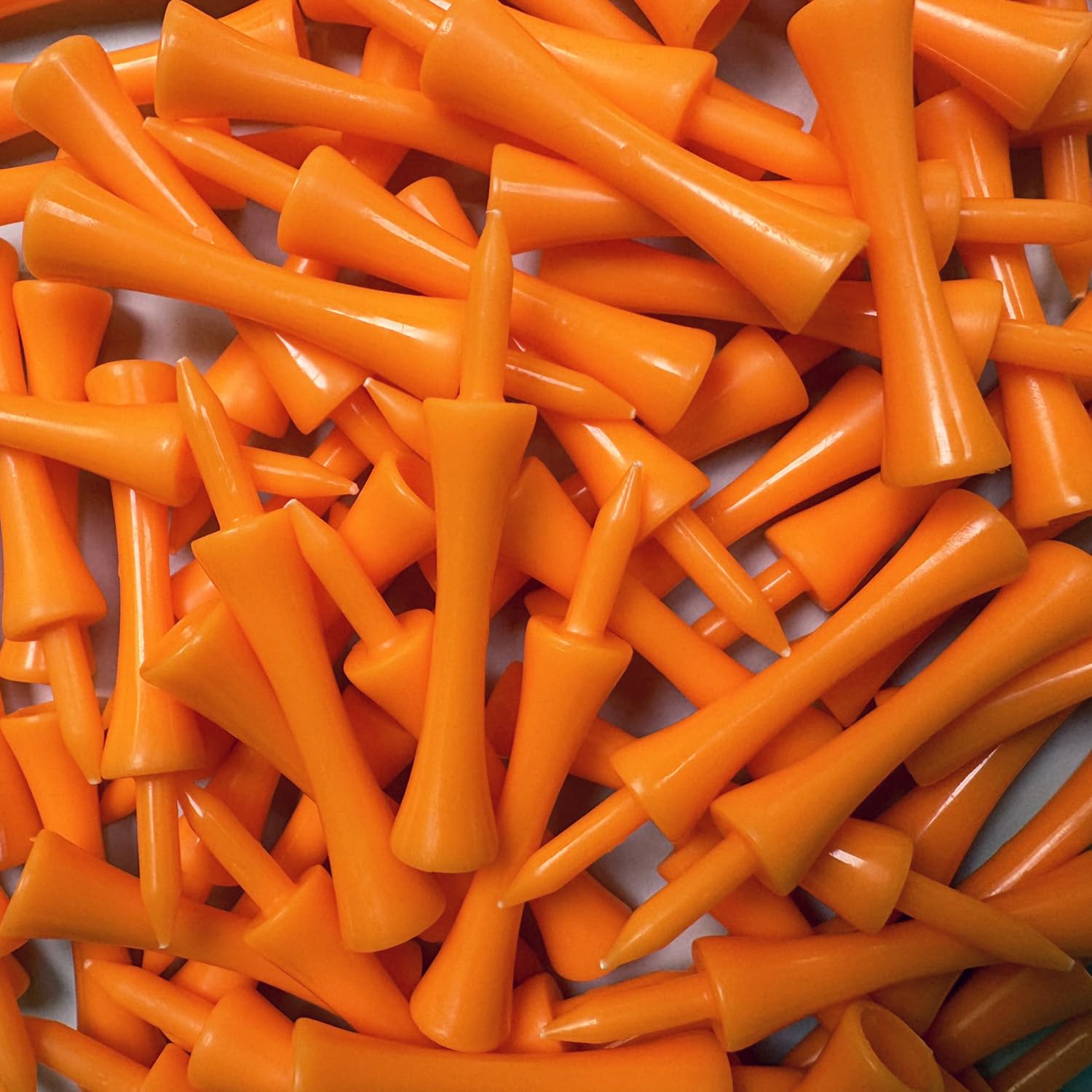Tour Fit Castle Golf Tees | Durable Plastic Stepped Tees Colours | Packs of 50, 100 or 200 | Consistent Tee Height (200, Orange-2.75" (70mm))