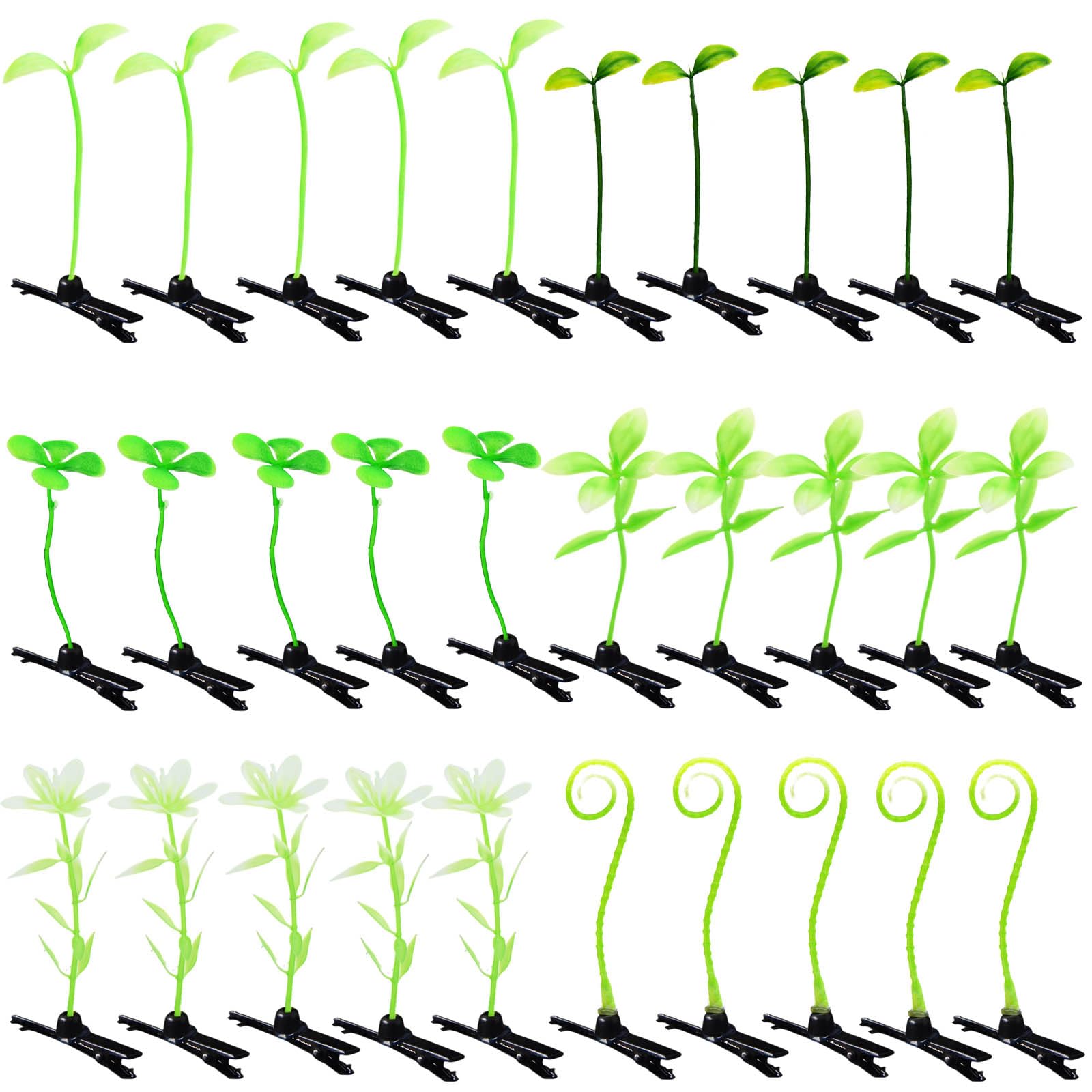 Twpribarn 30 Pcs Bean Sprout Hair Clips, Mixed Style Plant Hairpins Funny Flower Hair Clip Little Grass Mushroom Butterfly Headwear Hair Accessories for Women Girl School Home Party Christmas(Bean)