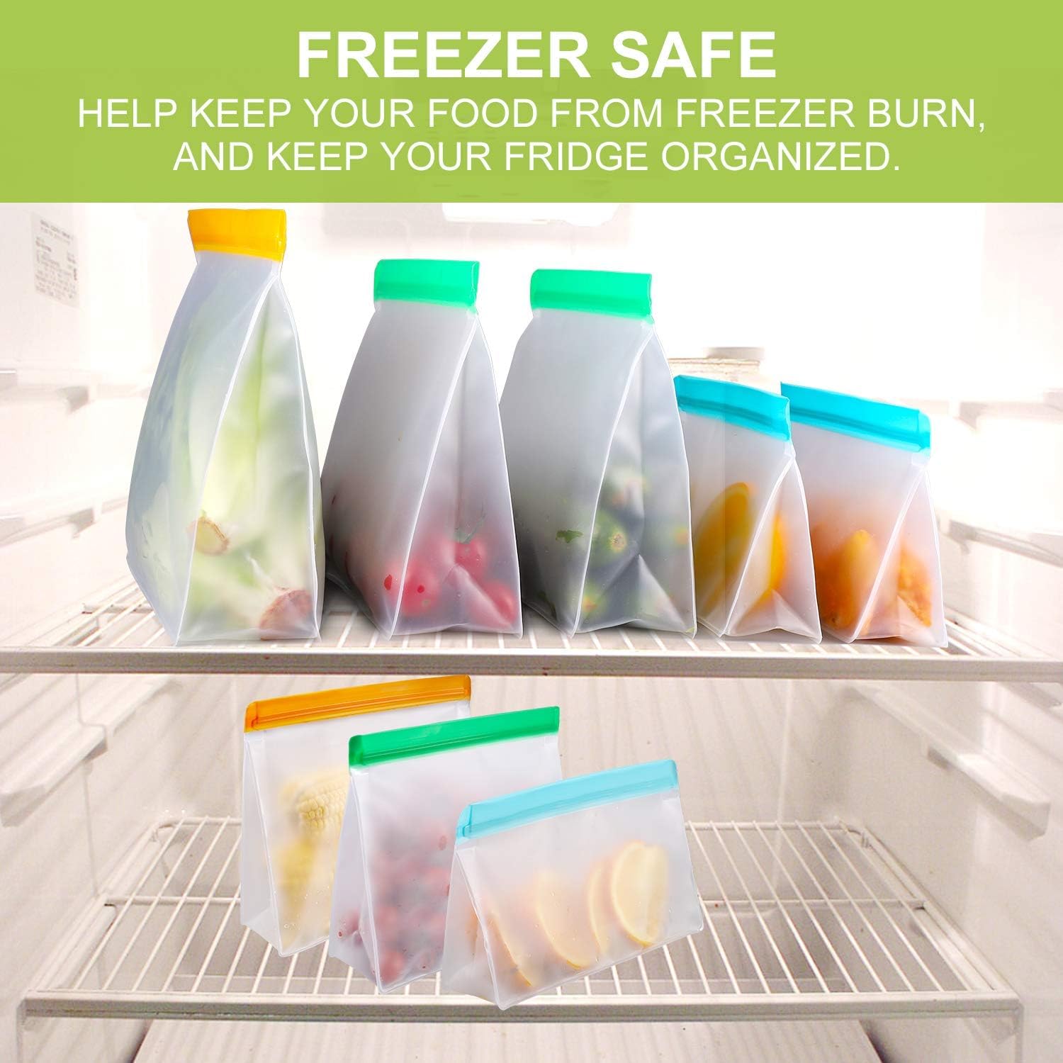 Veg Bags 12 Pack - Food Safe & Leakproof -4 Veg Bags 12 Pack - Food Safe & Leakproof -4
