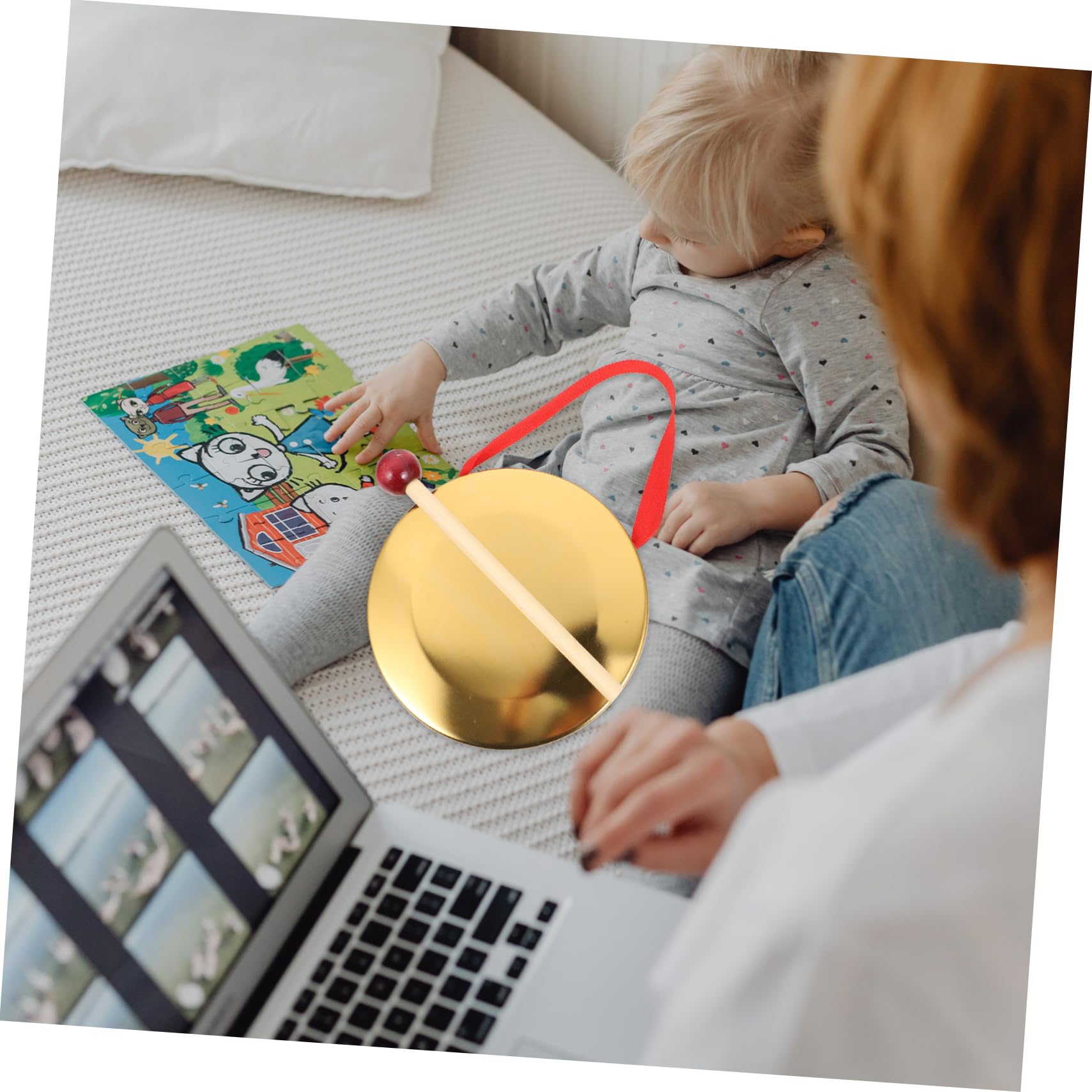 VANZACK 1set Copper Gong Drum Orff Percussion Instrument with Hammer Sound Performance for Coordination for Celebrations and Music Education