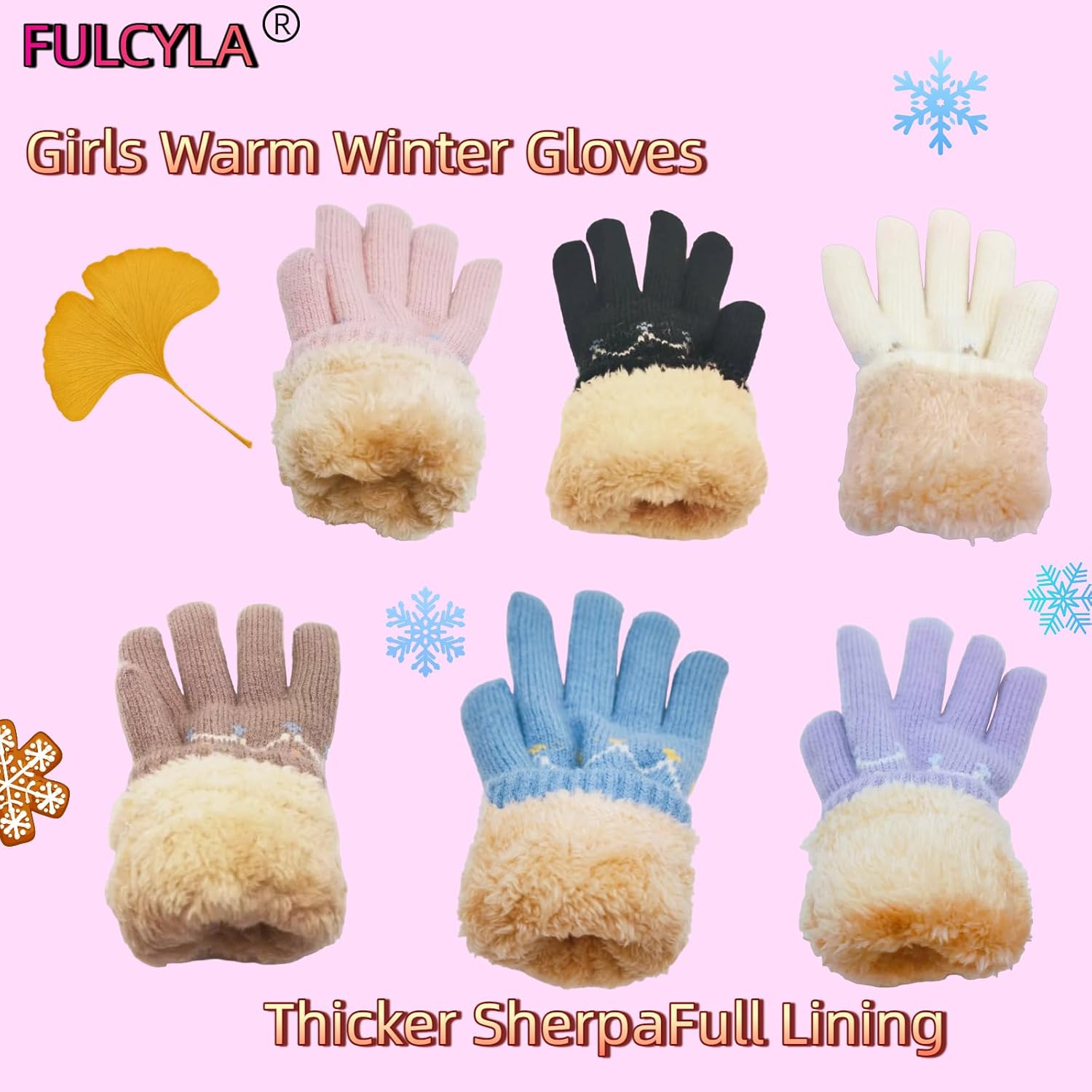 Winter Gloves for Women Thick Warm Fleece Lined Elastic Thermal Knit Cold Weather - Image 2