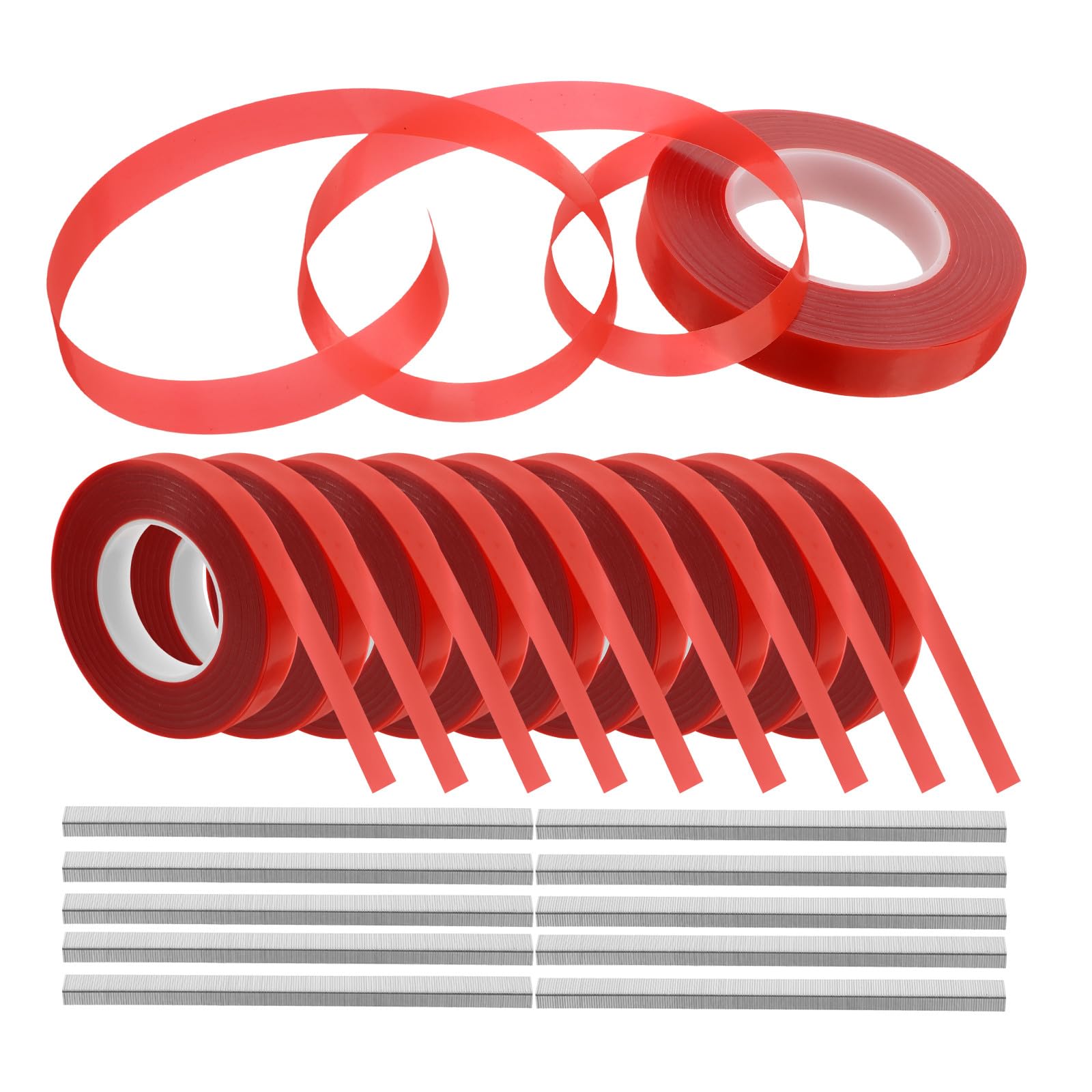 Machine à bande pour jardin et ruban élastique rouge avec boîte d'agrafes