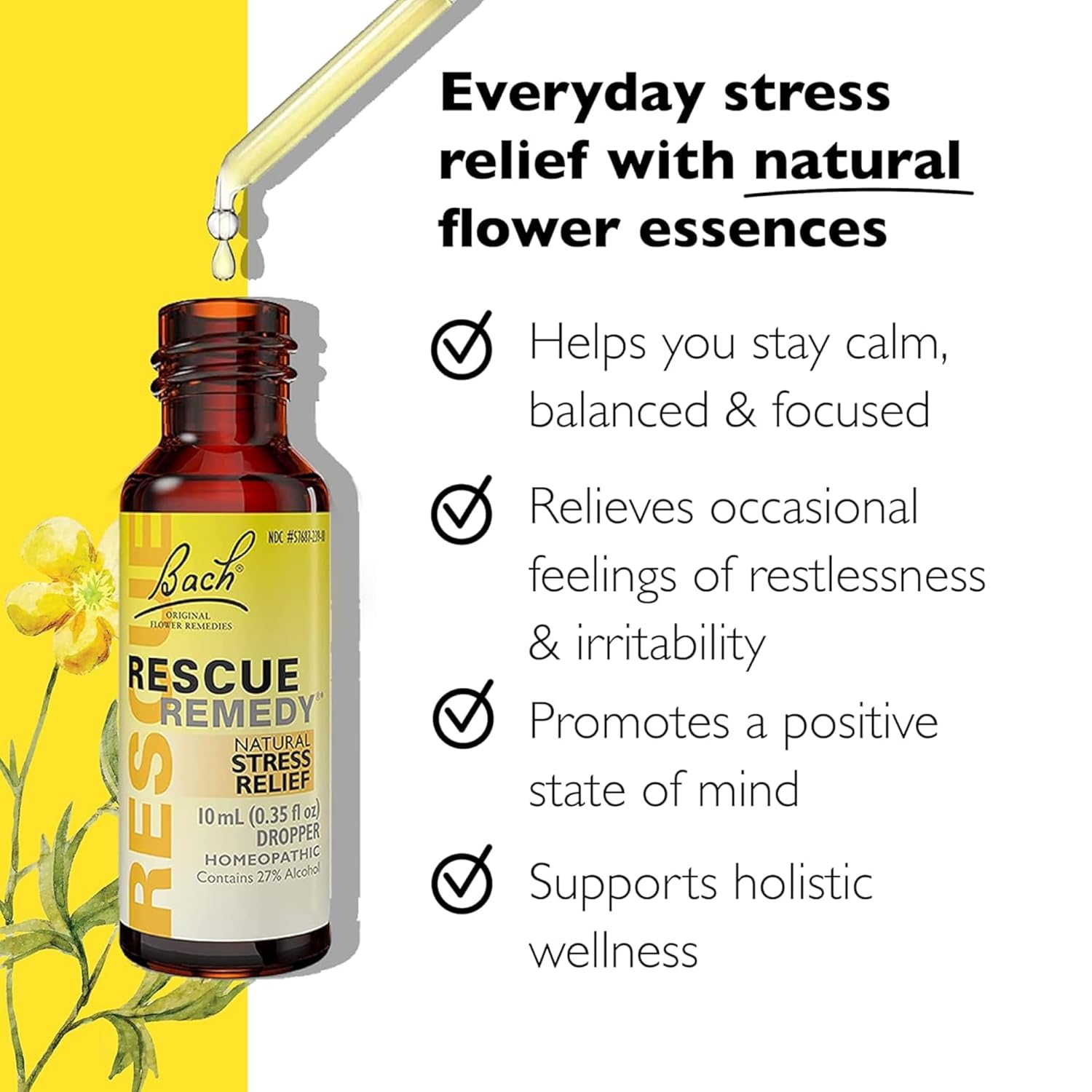 Bach Flower Remedies - Rescue Remedy, 10 Milliliter - 3 per case.