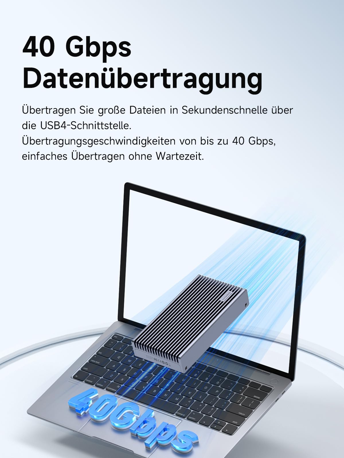 Hagibis USB4 M.2 NVMe SSD Gehäuse 40Gbit/s mit LED Display Kabel MC40