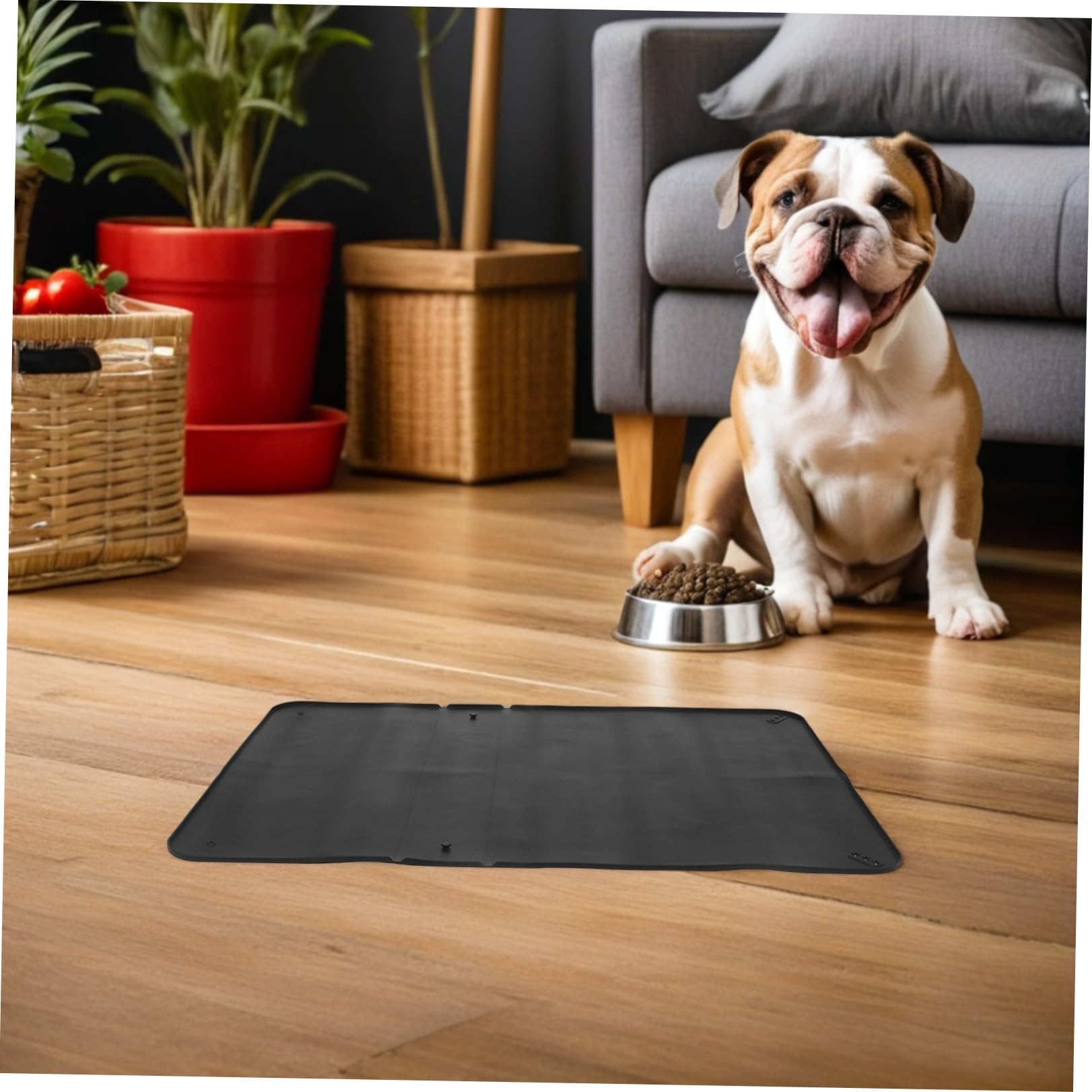 Generico Porta Traversine per Cani in Silicone Nero con Bordi Impermeabili, Tappetino Igienico Riutilizzabile per Addestramento Toilette in Area Animali Domestici