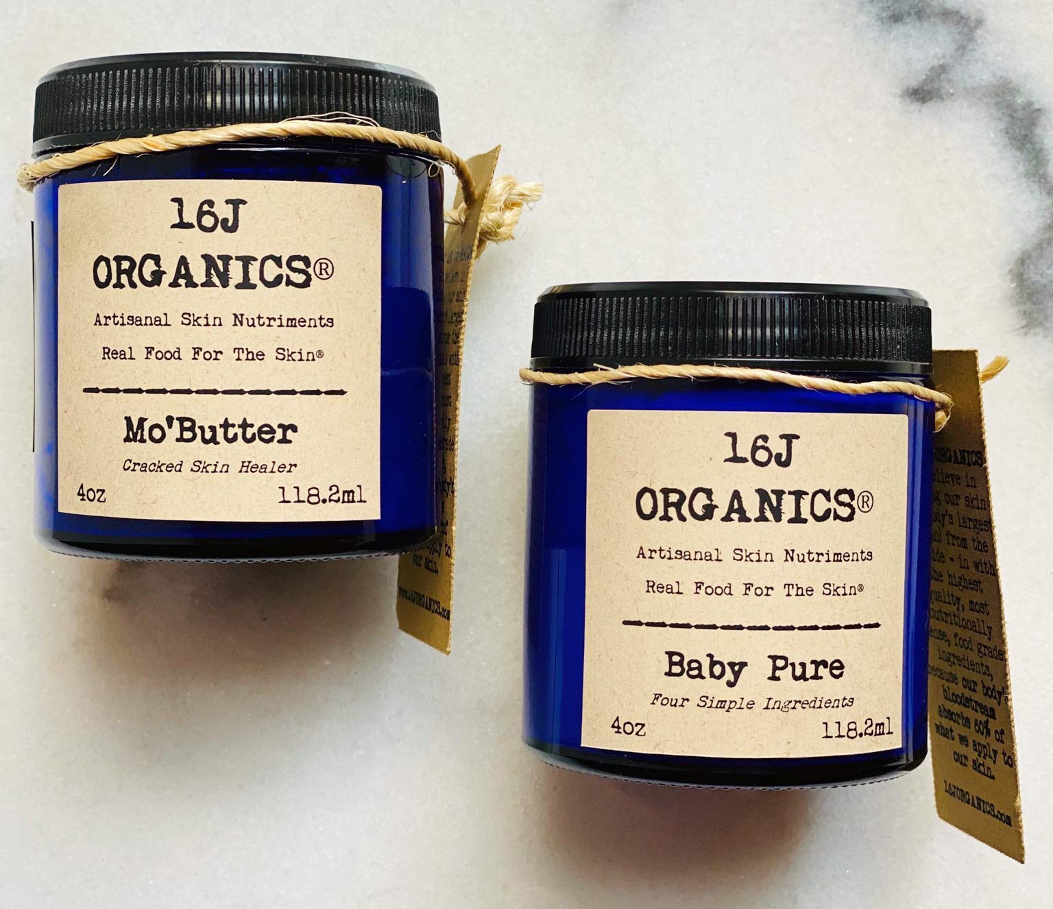 16J Organics - Mom & Baby Moisture Gift Set - Body Butters - 100% Natural Organic - Stretch Mark Treatment and Nontoxic Pure Delicate Sensitive Skin Healing Relief Baby Moisturizer