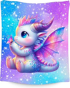 Kids Blanket for Girls Dragon Blankets Gifts - Comfy Cozy Fleece Throws for Couch, Bed & Travel 40"x50"