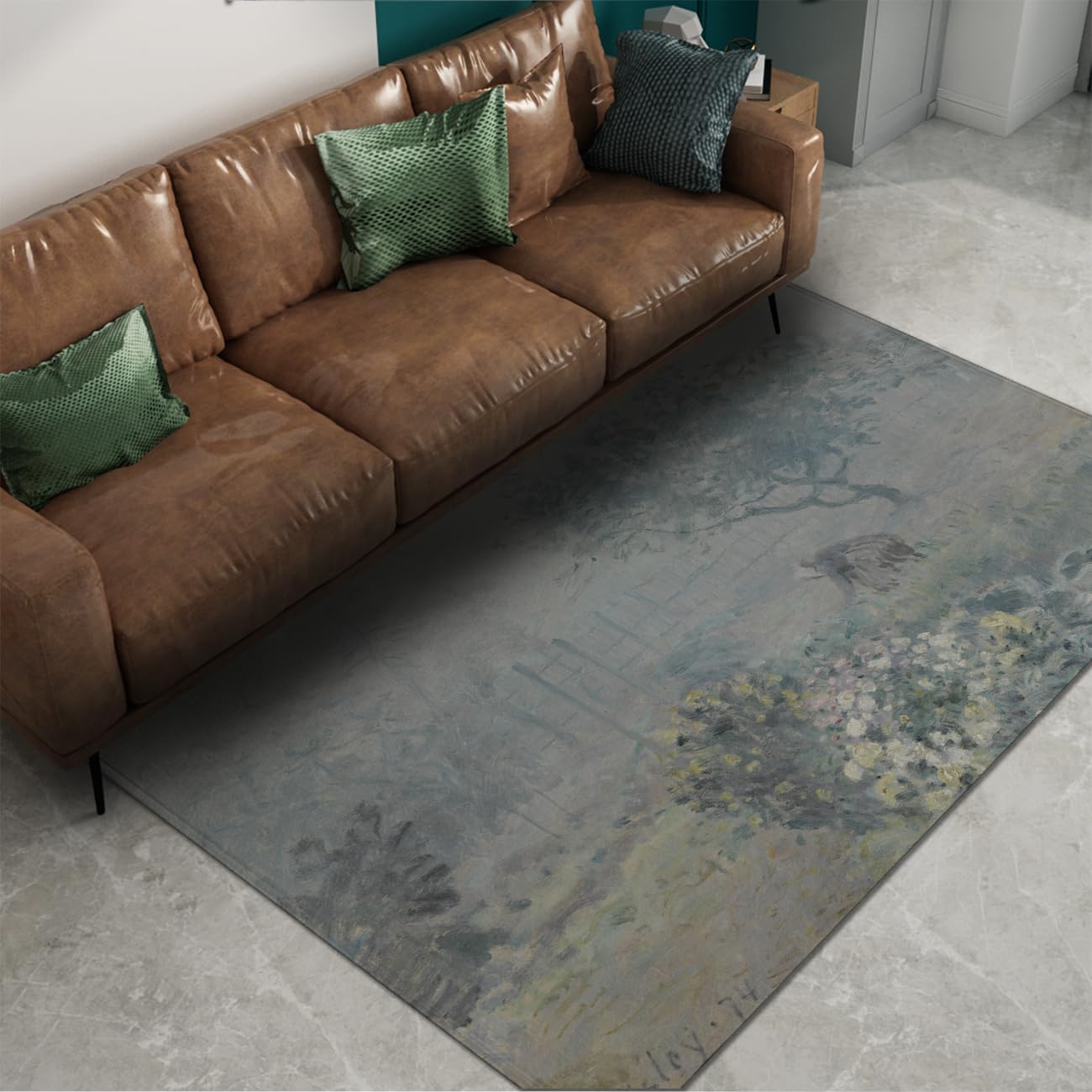 Tapis de campagne lavable 160x230cm grand tapis rustique de ferme