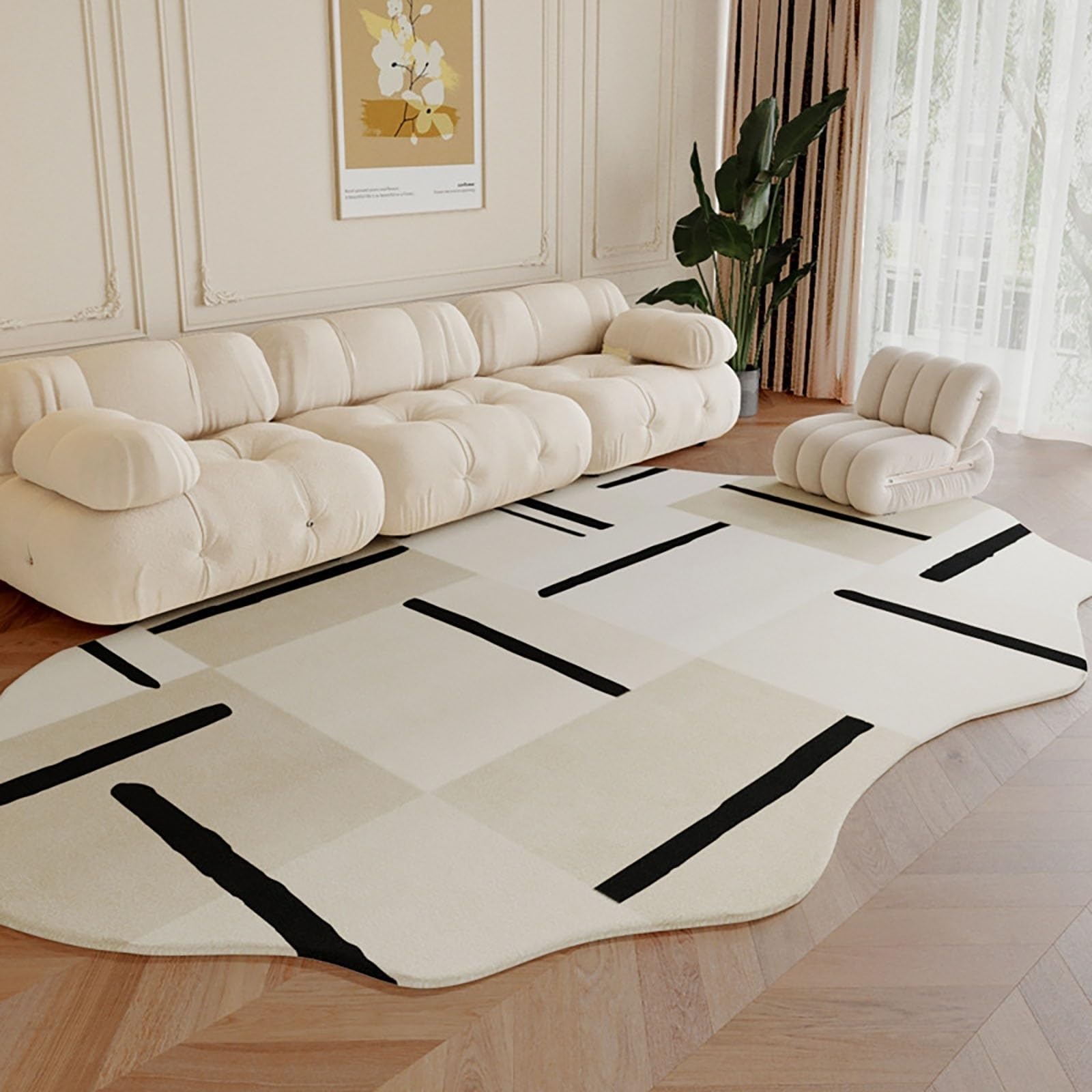 Tapis antidérapant pour salon et chambre créant une ambiance douce et chaleureuse