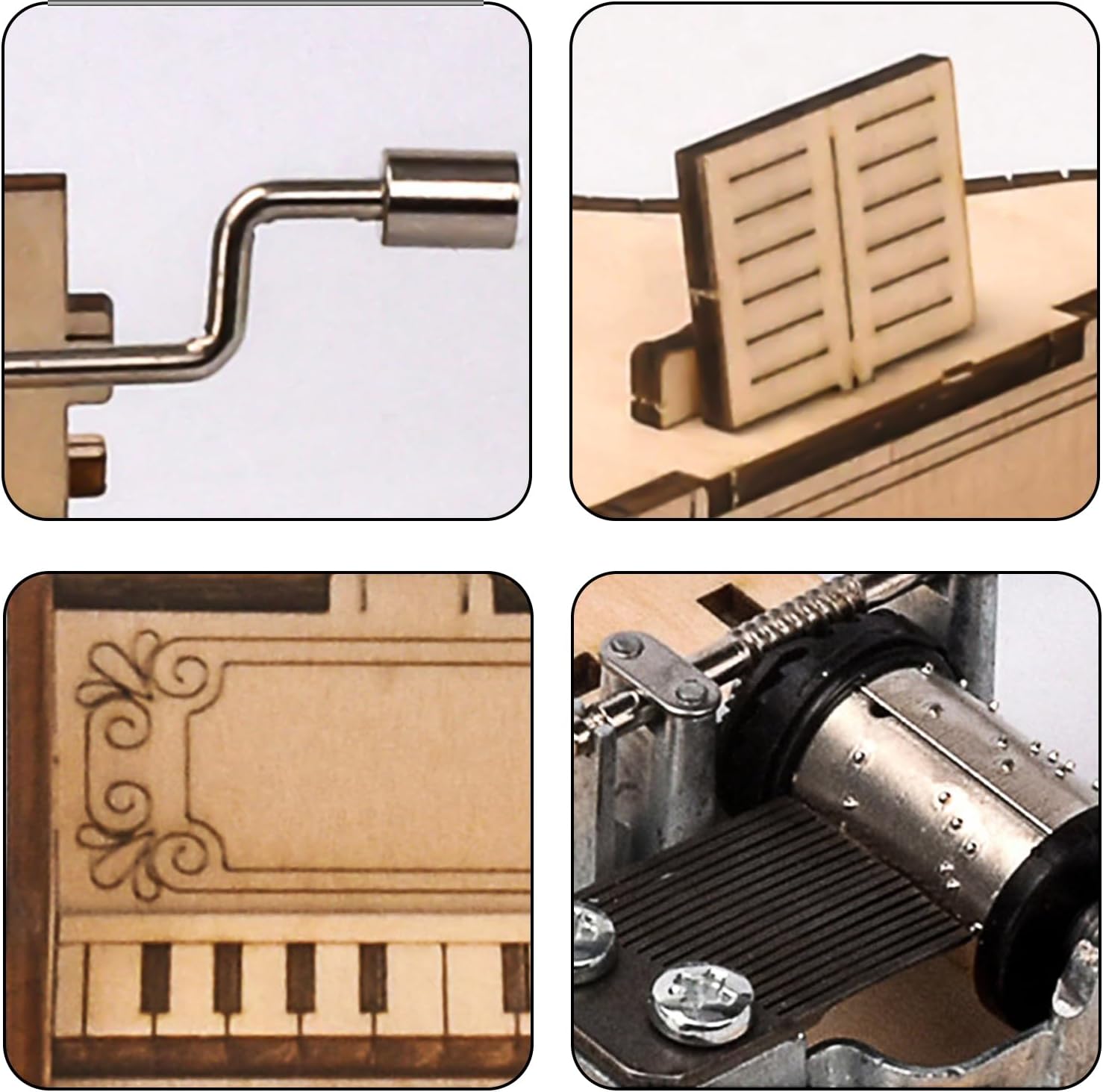 Musiin 3D Wooden Puzzle Piano Music Box – DIY Hand-cranked Grand Piano Model kit, Suitable for Music Lovers and Mechanical Craft Enthusiasts, can be Assembled into Musical Craft Gifts