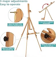Vista 3 de VISWIN Caballete portátil para pintar con bolsa, inclinado plano y ajustable, soporte de caballete de arte de madera de haya, sostiene lienzo
