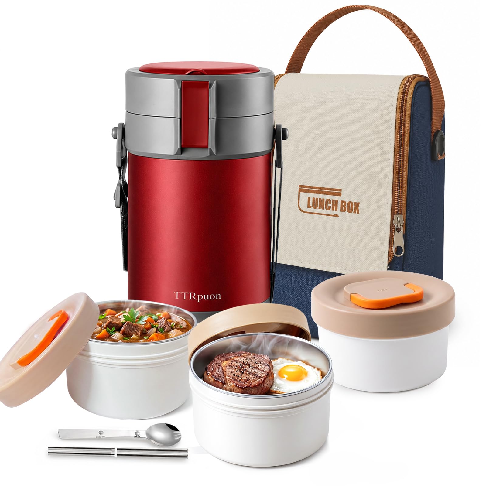Amazon.com: TTrpuon 82oz Insulated Food Container, 3-Tier
