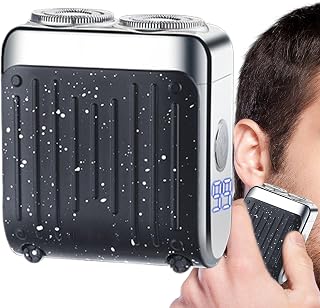 Afeitadora Eléctrica: Recortadora Facial Portátil Con Pantalla LED, Afeitadora De Doble, Ayuda De Afeitado Recargable, Diseño De Tecnología De Sensor Flexible | Para Uso En Peluquería Con Ducha
