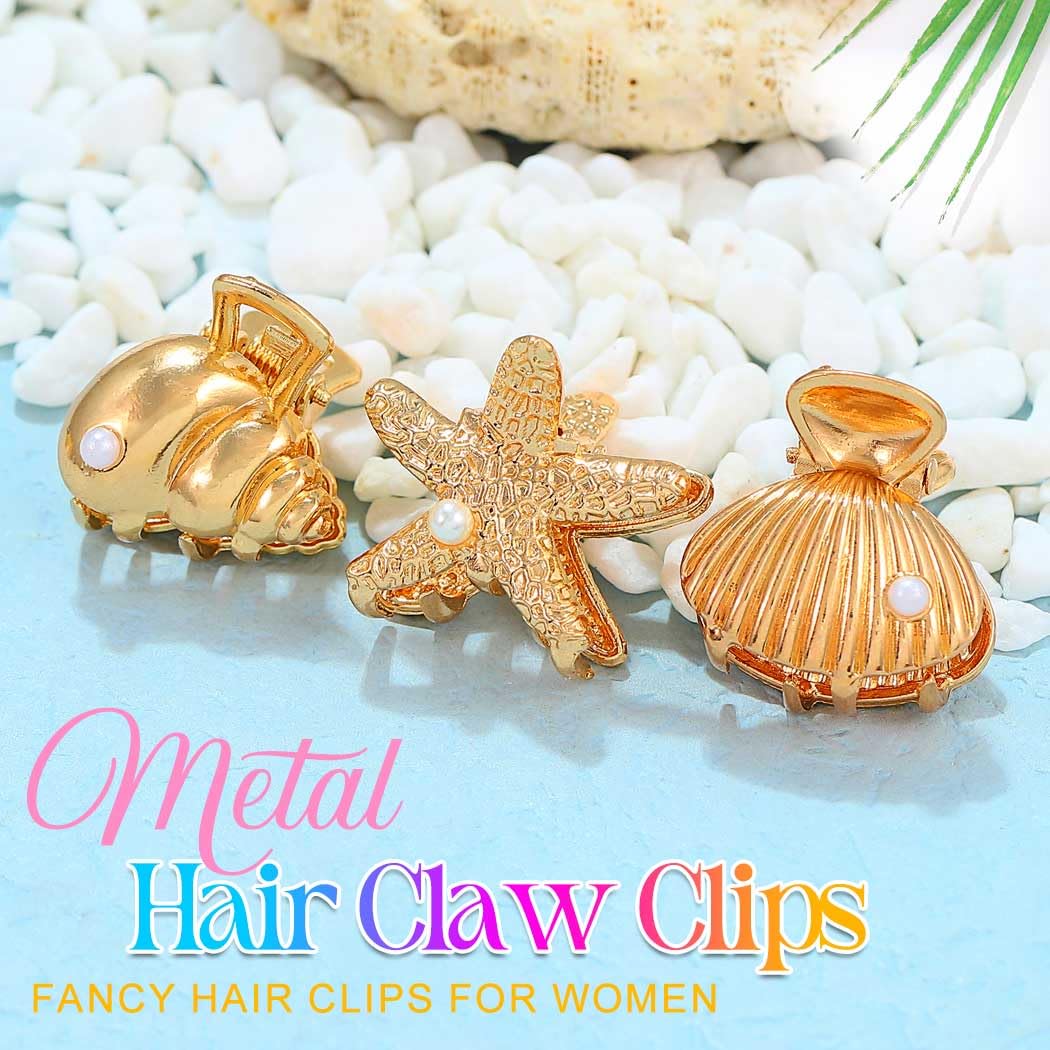 Starfish Hair Clips Gold Small Metal Claw Clips Mini Shell Beach Hair Accessories for Women and Girls (Pack of 3) - Image 2