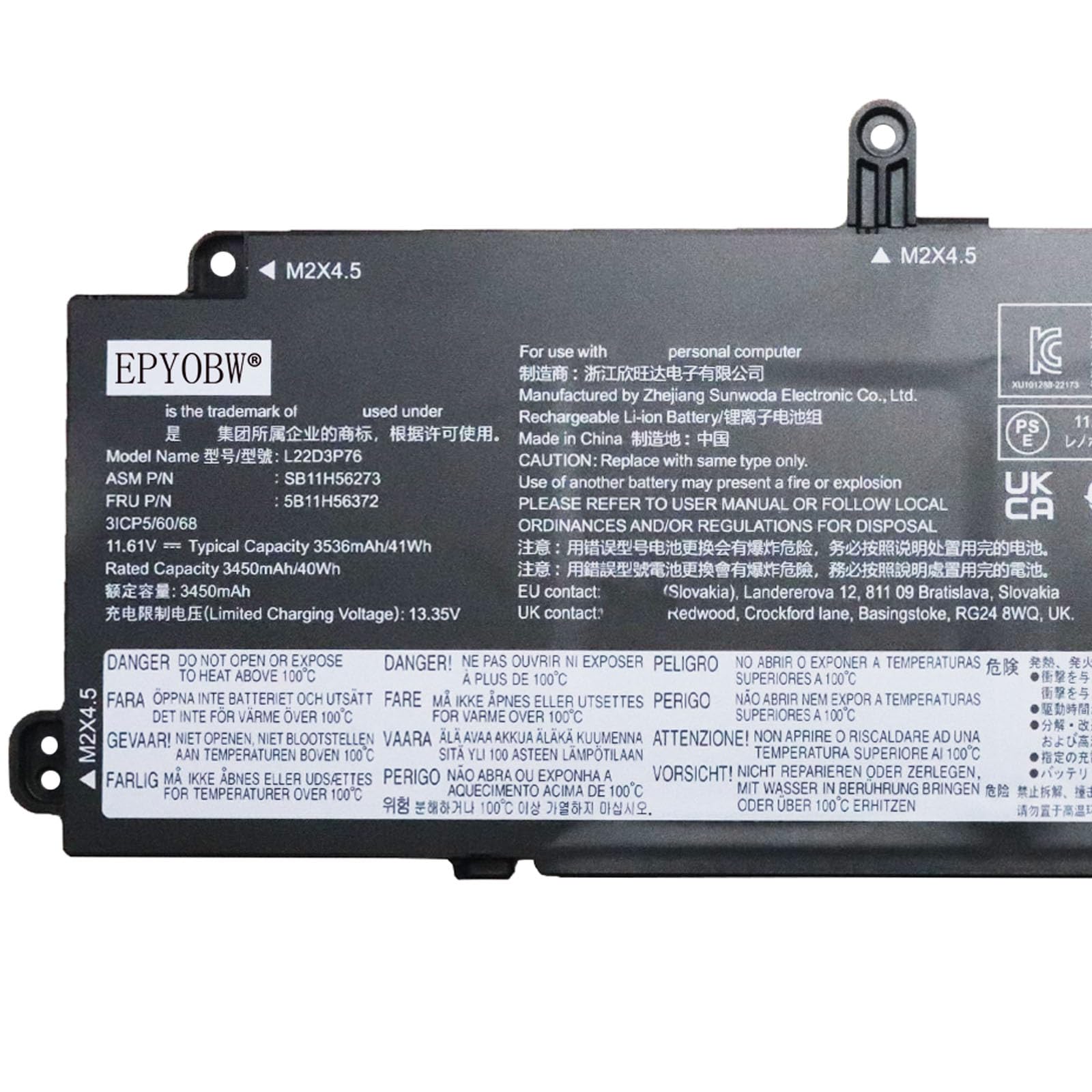 Amazon.com: EPYOBW L22D3P76 Laptop Battery 41Wh Compatible with