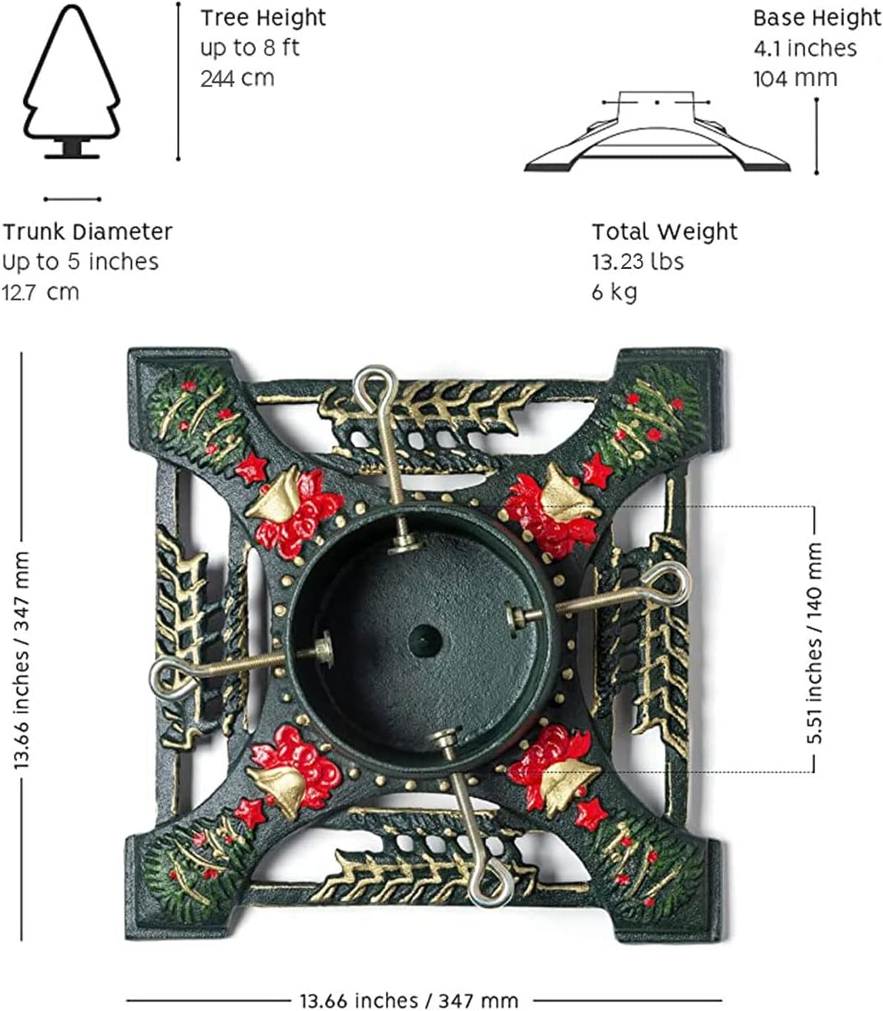 Ventray Christmas Tree Stand with Water Reservoir, 13.66x13.66x5.51 Inches,Classic Heavy Duty Universal Xmas Tree Artificial Trunks Stand Pine Tree Base Holder for Real Trees,Deer