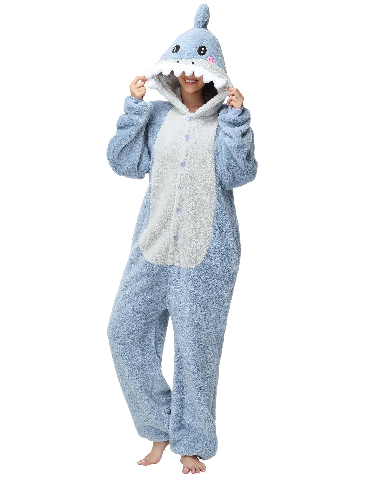 Xinlong Pajamas Onesie Cosplay Animal Oversized Panda Costume with Hood Buttons Sleepwear Winter Man Woman Adult for Party Carnival Halloween Christmas