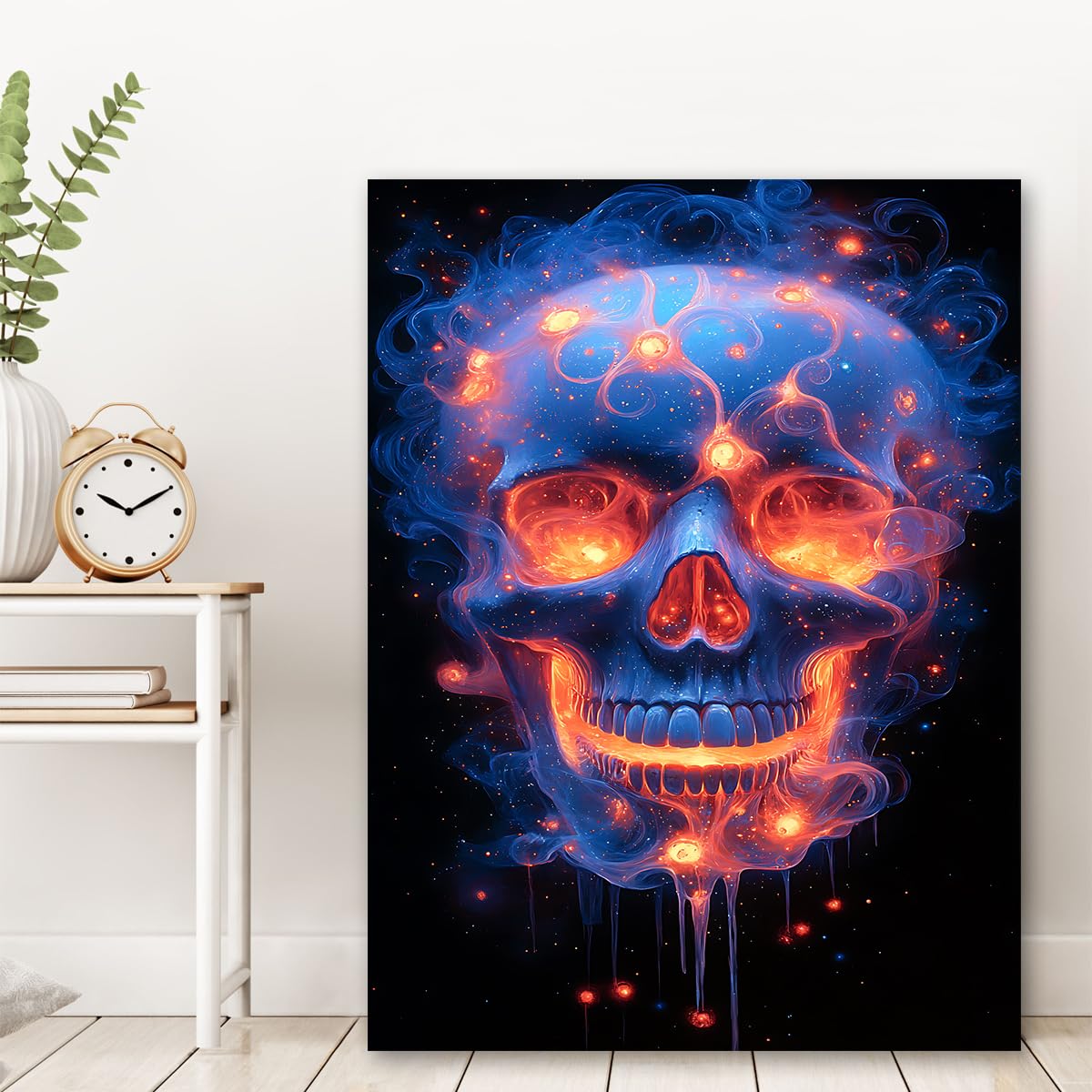Via Vela Niebieski sen czaszka obraz na płótnie Halloween gotycka dekoracja 60 x 90 cm