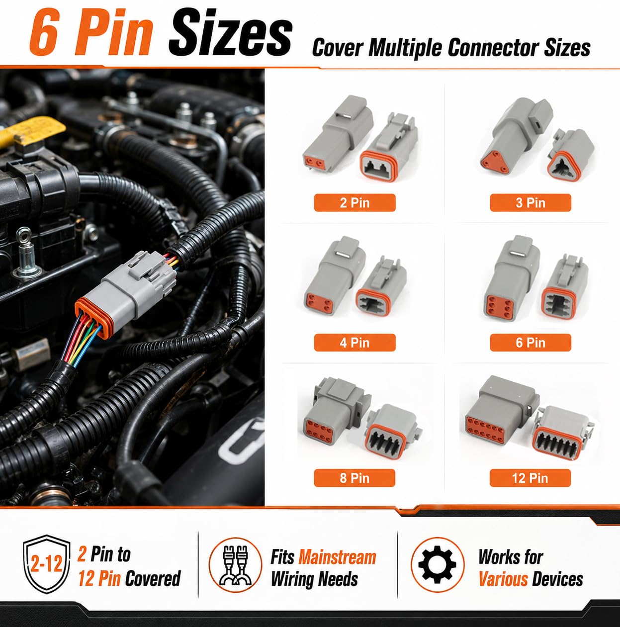 Kit Connecteurs électriques Automobile 528 Pièces, Connecteur DT étanche