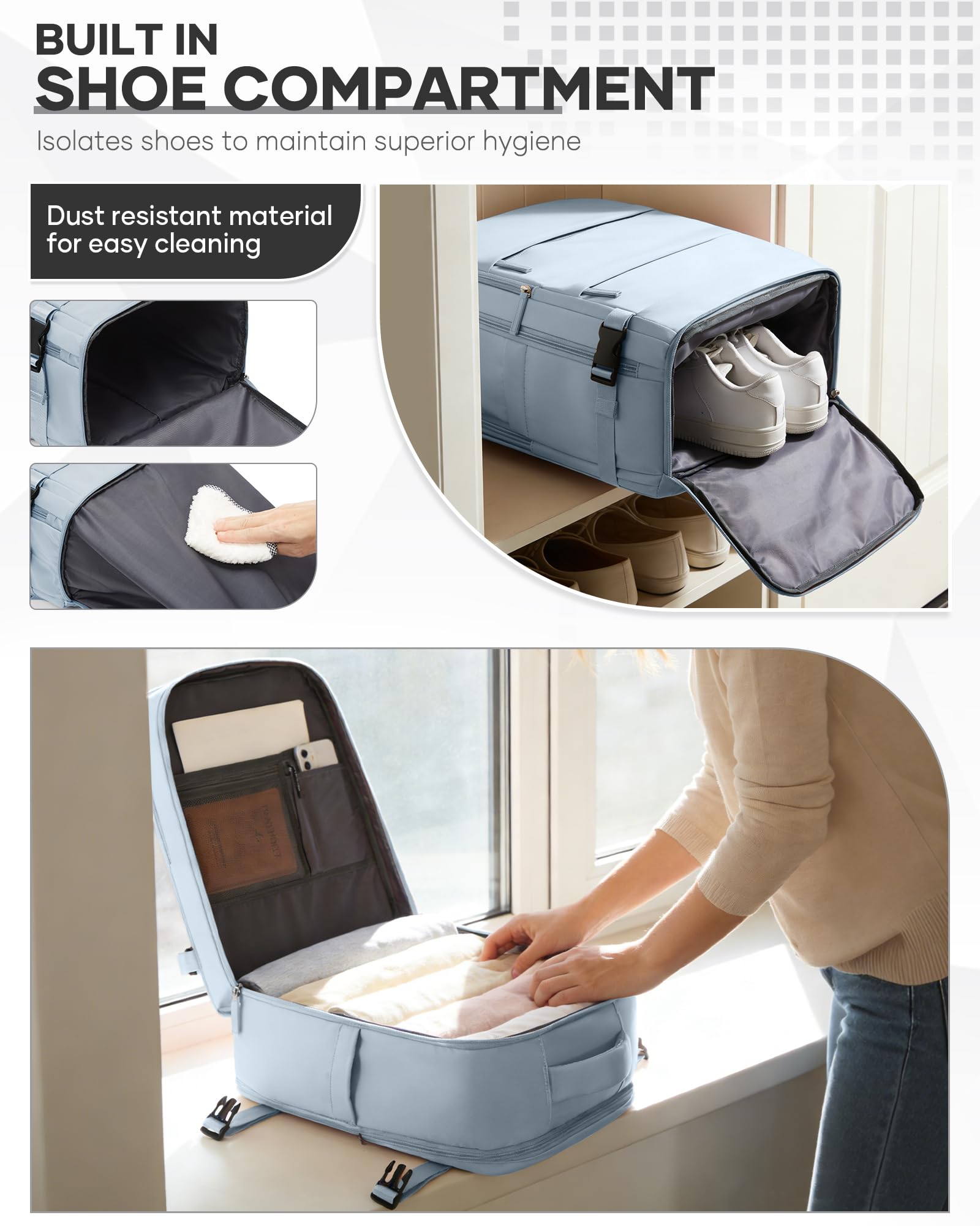 SZSYCN Mochila Viaje Cabina Avion 40x30x20 Ryanair Wizzair Maletas de Viaje Mujer Mochilas Viaje 40×20×25 Ryanair para Mujer Equipaje de Mano 45x36x20 Easyjet Maletas para Portatil Hombre — view 4