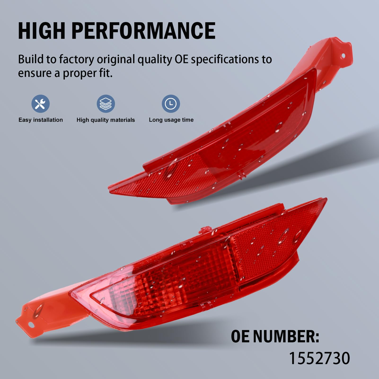 1 Coppia Fanale Retronebbia per Ford Fiesta 2008-2017 C-Max dal 2015 in poi - Catarifrangente Catadiottro Posteriore 1552730 1681884(destro e sinistro)