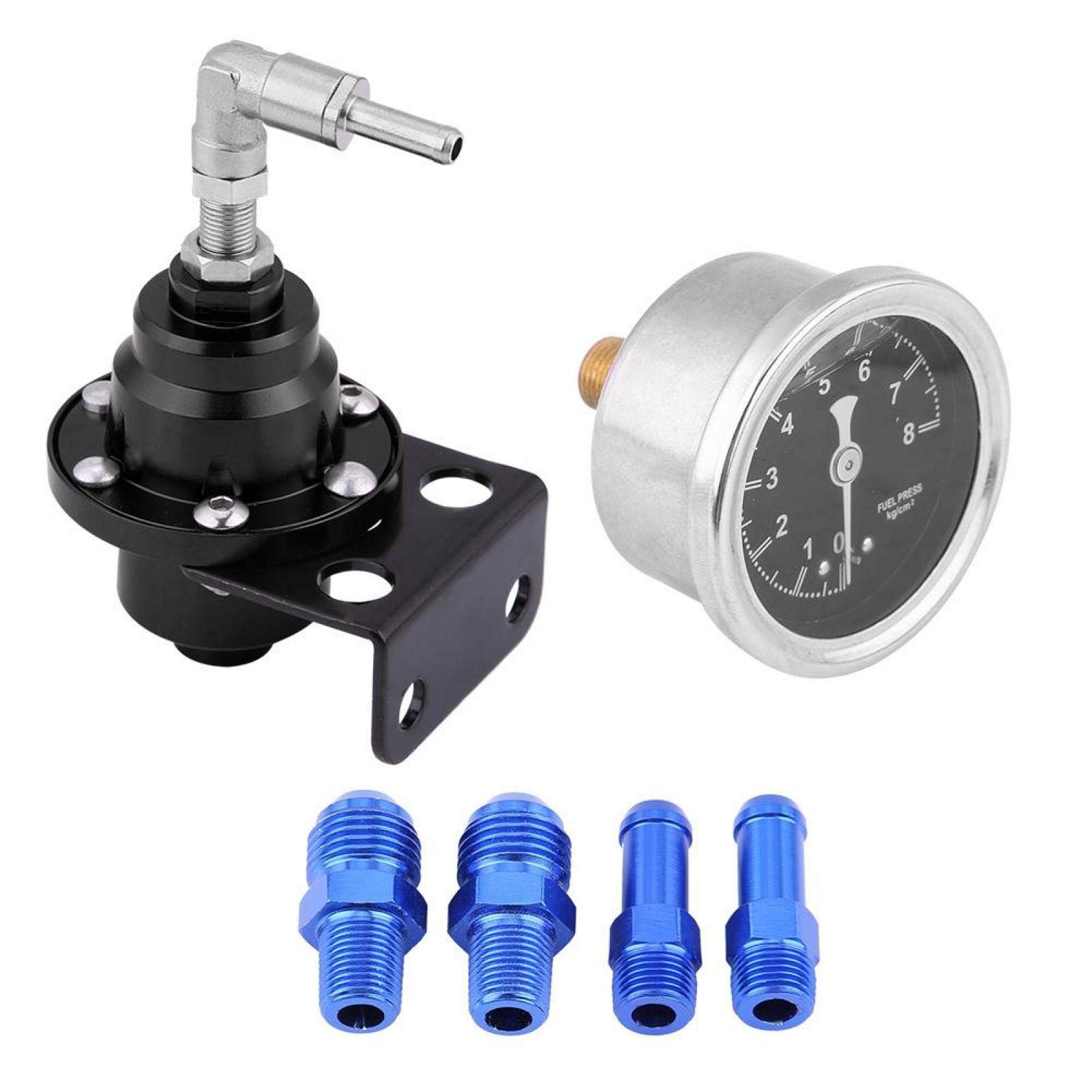 Fydun Regolatore Di Pressione Del Carburante Universale, 160psi Regolabile, Kit Con Manometro, In Alluminio Leggero, Migliora L’Efficienza Del Carburante, Compatibile Con Motori Turbo(Nero)