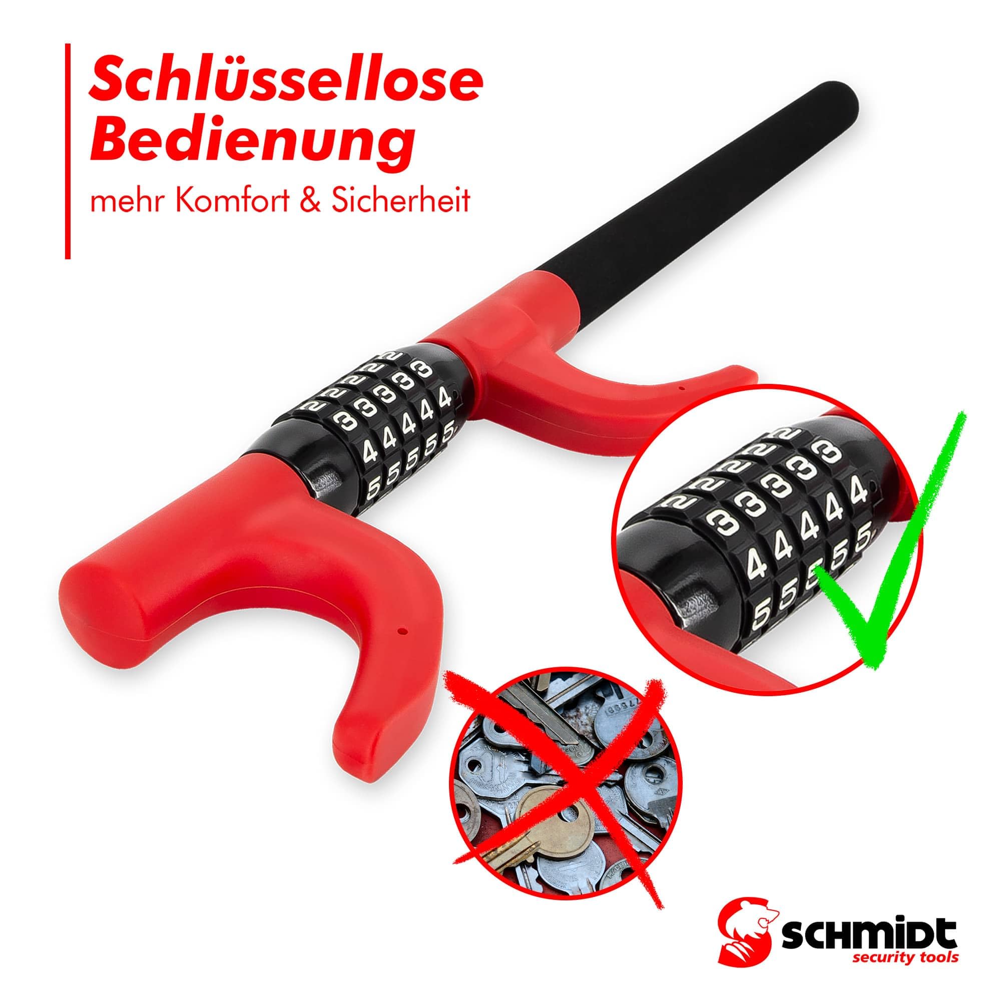 SCHMIDT Security Tools LS-1000 - Extra Long Steering Wheel Lock, Clamp and Anti-Theft Device with Keyless Combination for Cars, Trucks, Commercial Vehicles and Motorhomes SCHMIDT Security Tools LS-1000 - Extra Long Steering Wheel Lock, Clamp and Anti-Theft Device with Keyless Combination for Cars, Trucks, Commercial Vehicles and Motorhomes