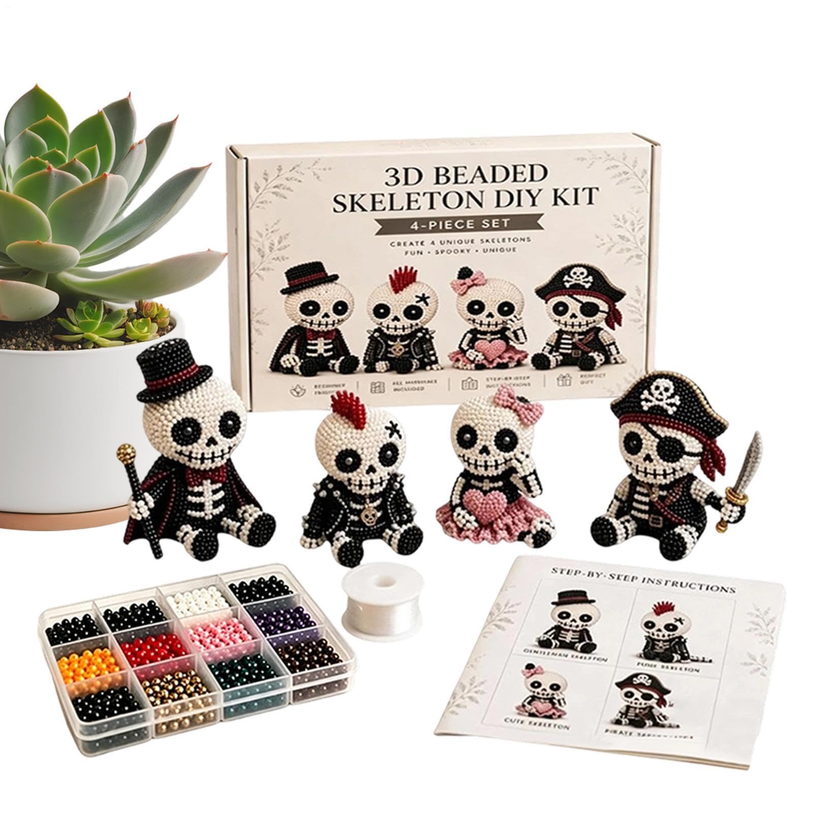 Kit esqueleto 3D con cuentas artesanales temáticas e instrucciones 8