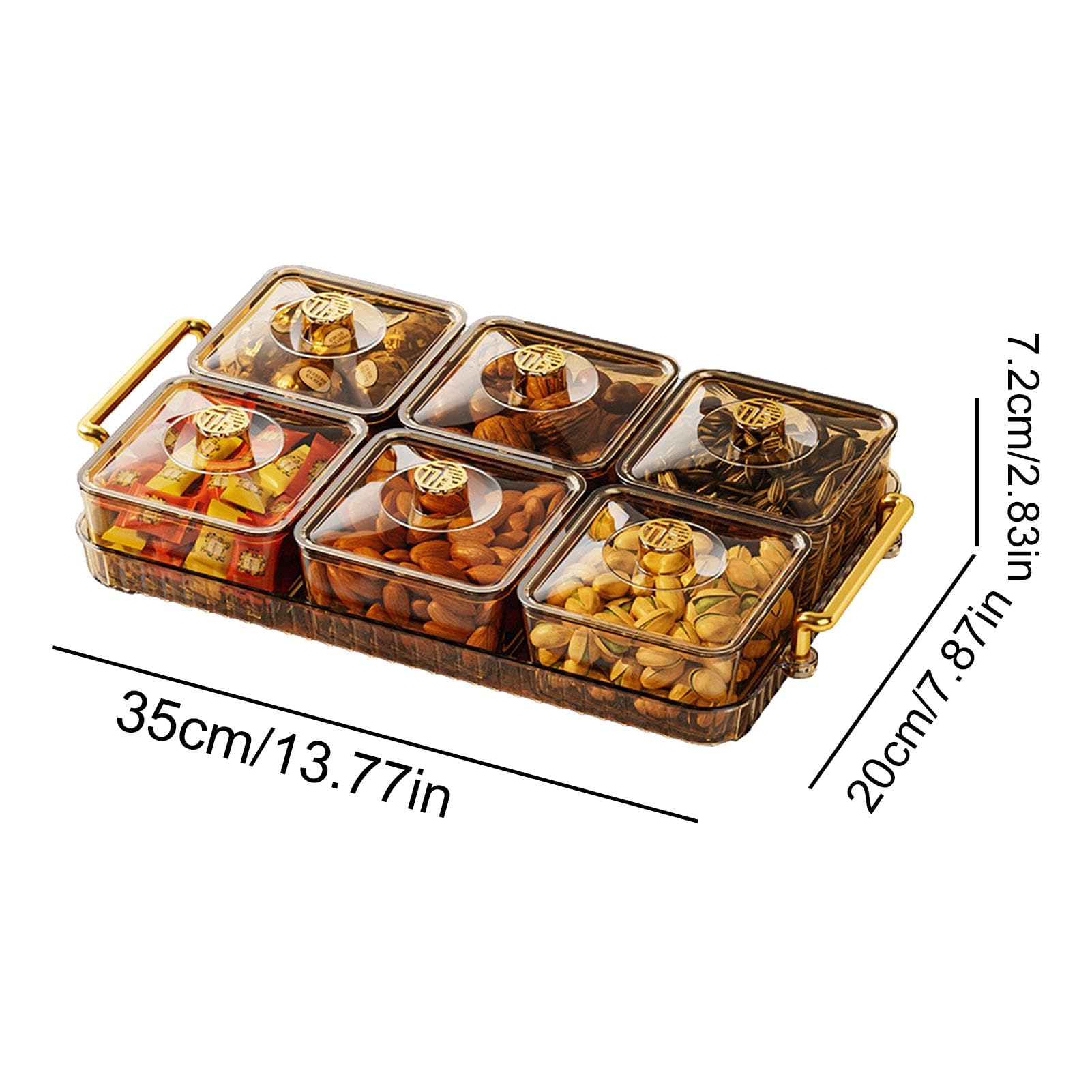 Vassoio Da Portata Diviso Con Coperchio E Manico, Contenitore Portatile Per Snack, 8 Scomparti, Trasparente, Organizer Per Caramelle, Frutta, Noci, Snack Per Snack - 6