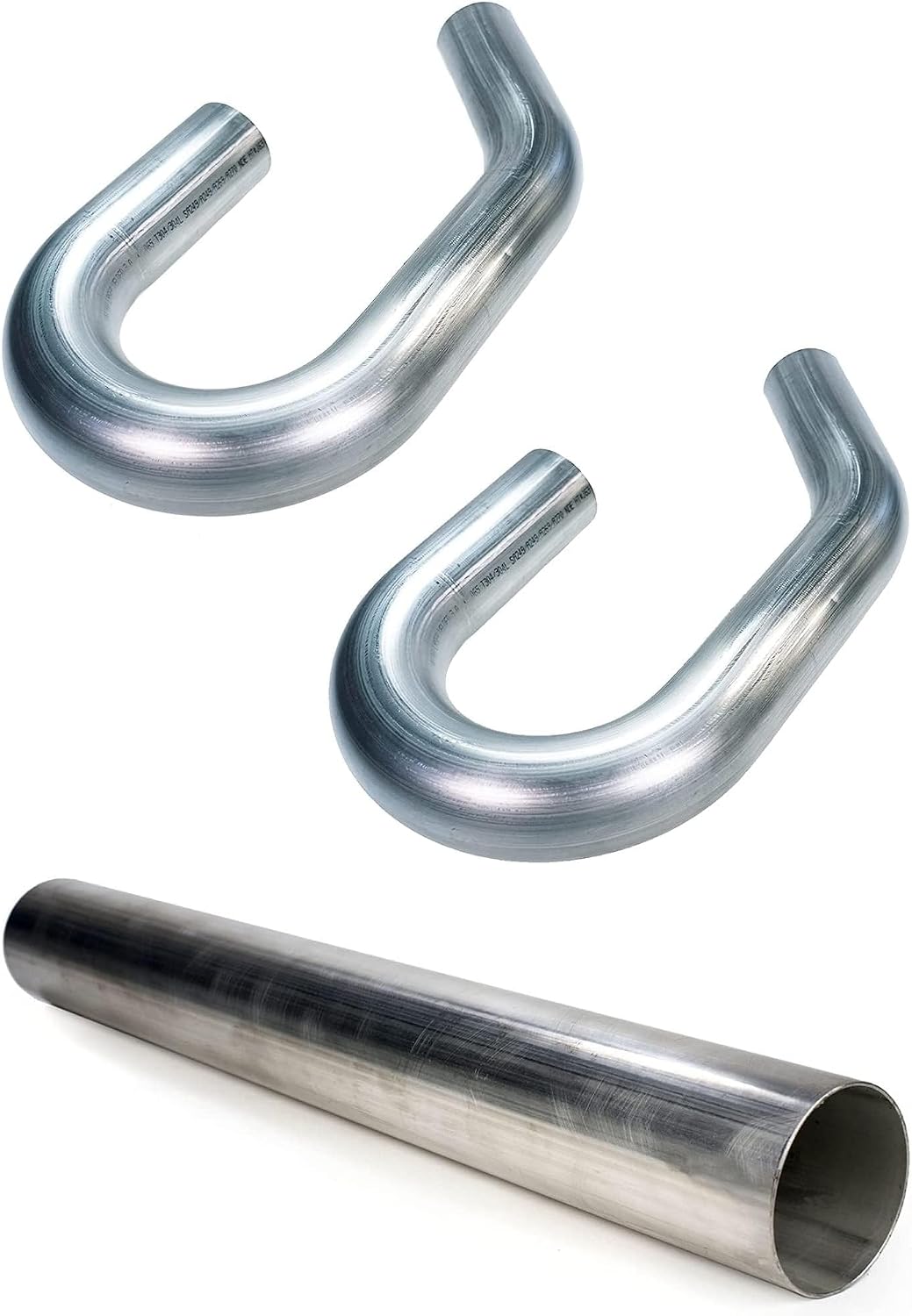Stainless Steel Mandrel Bend Kit (3 Pack), 3" Straight Mandrel Bend Tubing 4FT and 2x Heavy Duty 180/45 Degree U-J Mandrel Bends