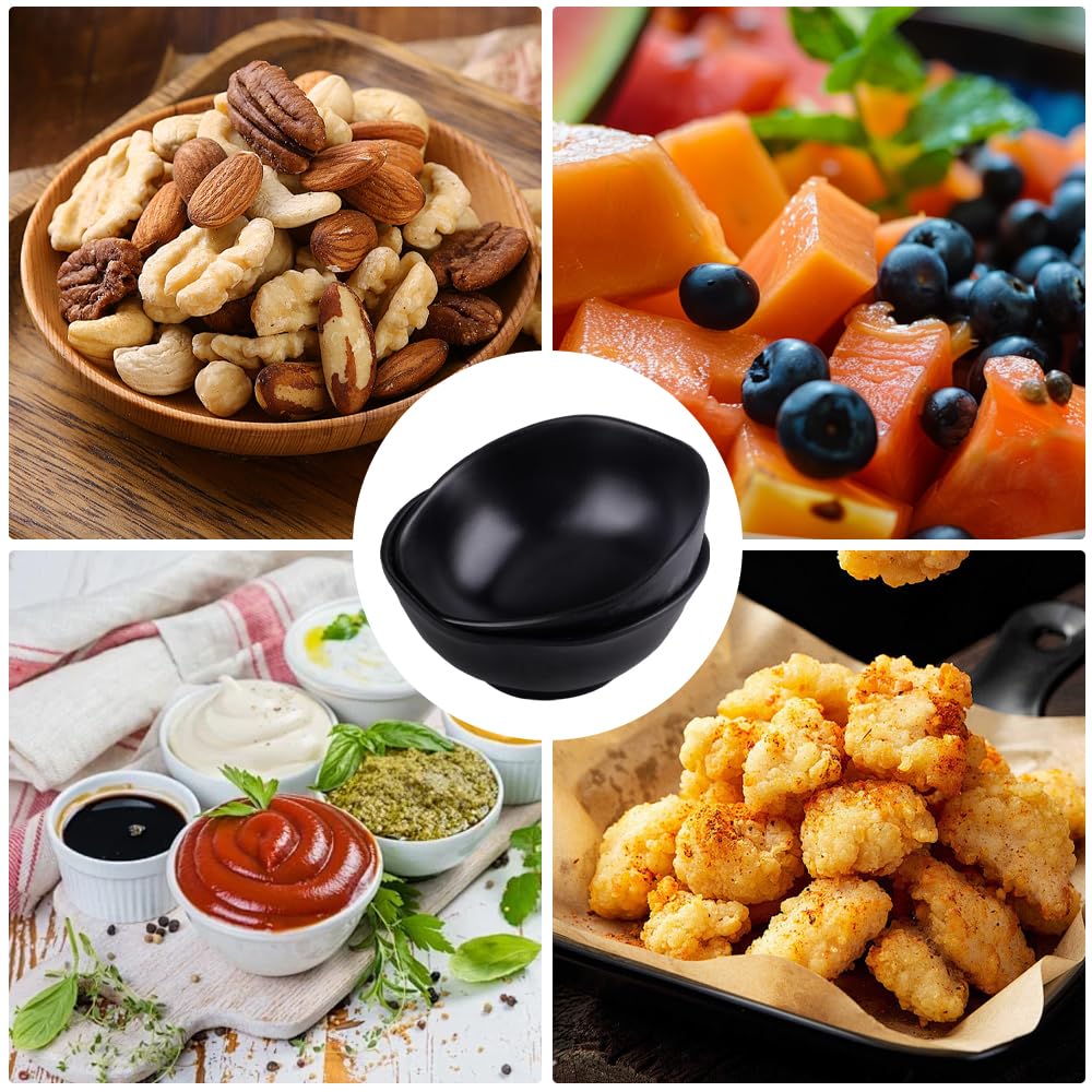 Piccole ciotole per cereali, set da 8 pezzi, colore nero, per bambini, riutilizzabili, per colazione, snack, dessert, salsa, insalata, zuppa (nero)