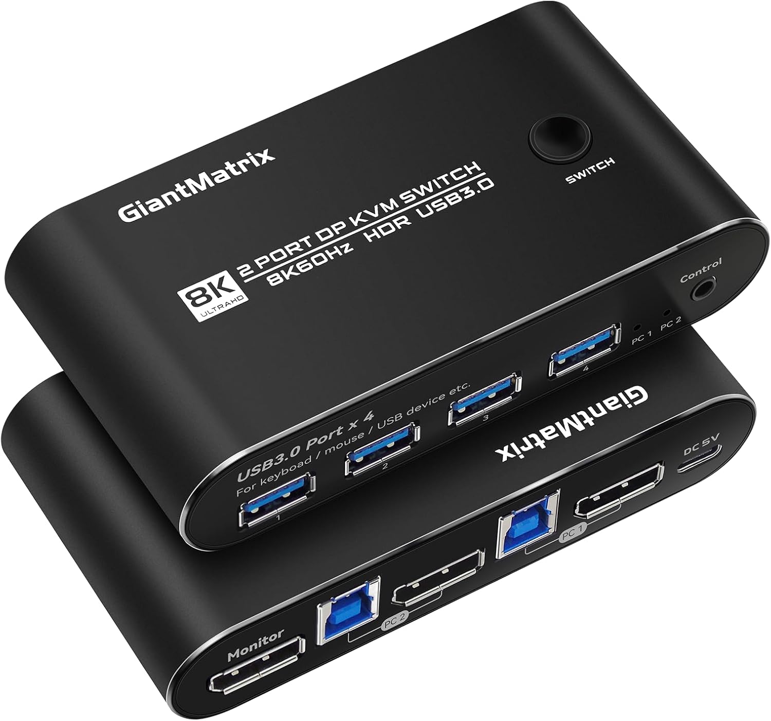 KVM Switch DisplayPort 2 Port Kvm Switch 1 Monitors 2