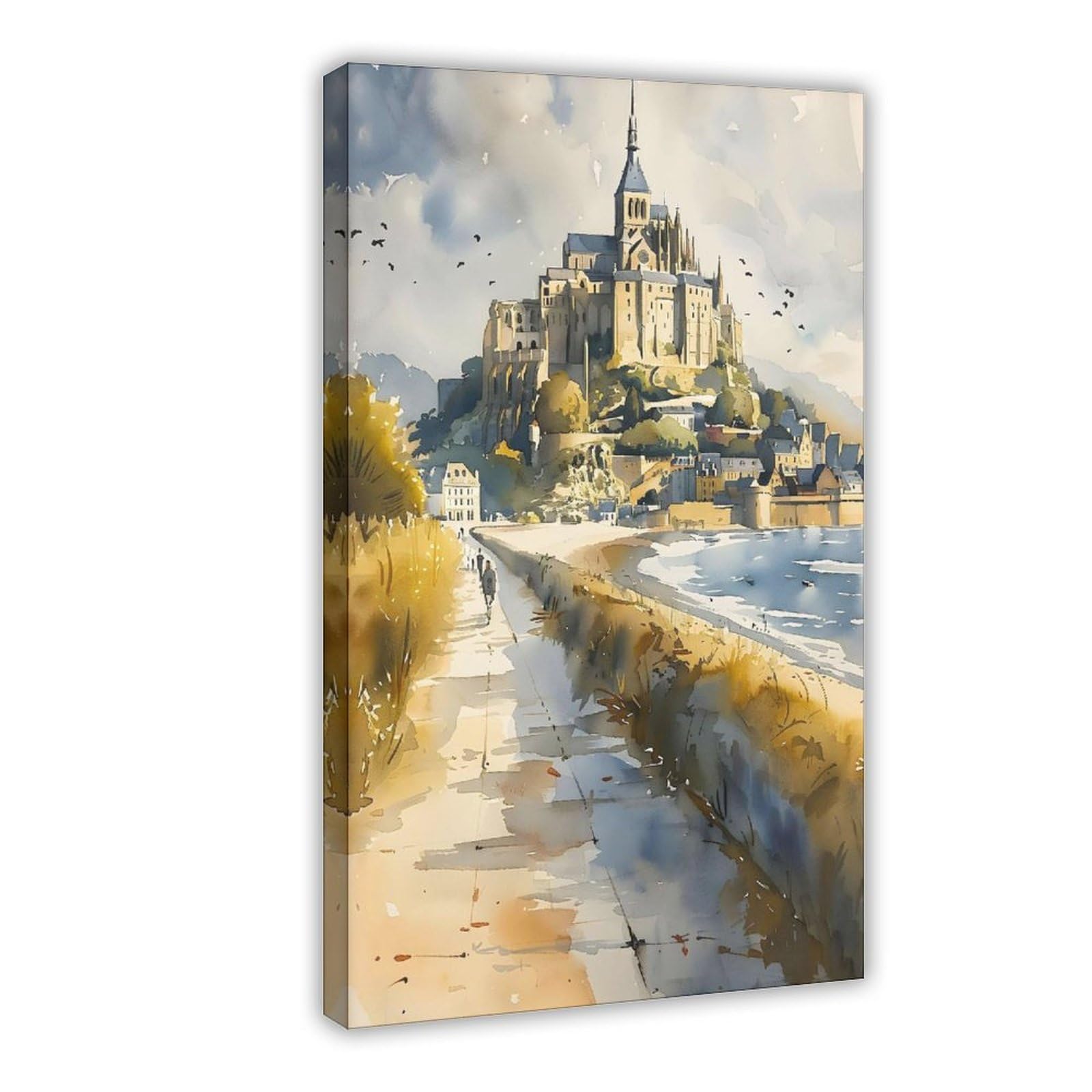 Amazon.com: Mont Saint Michel Watercolor Painting Wall Art Poster