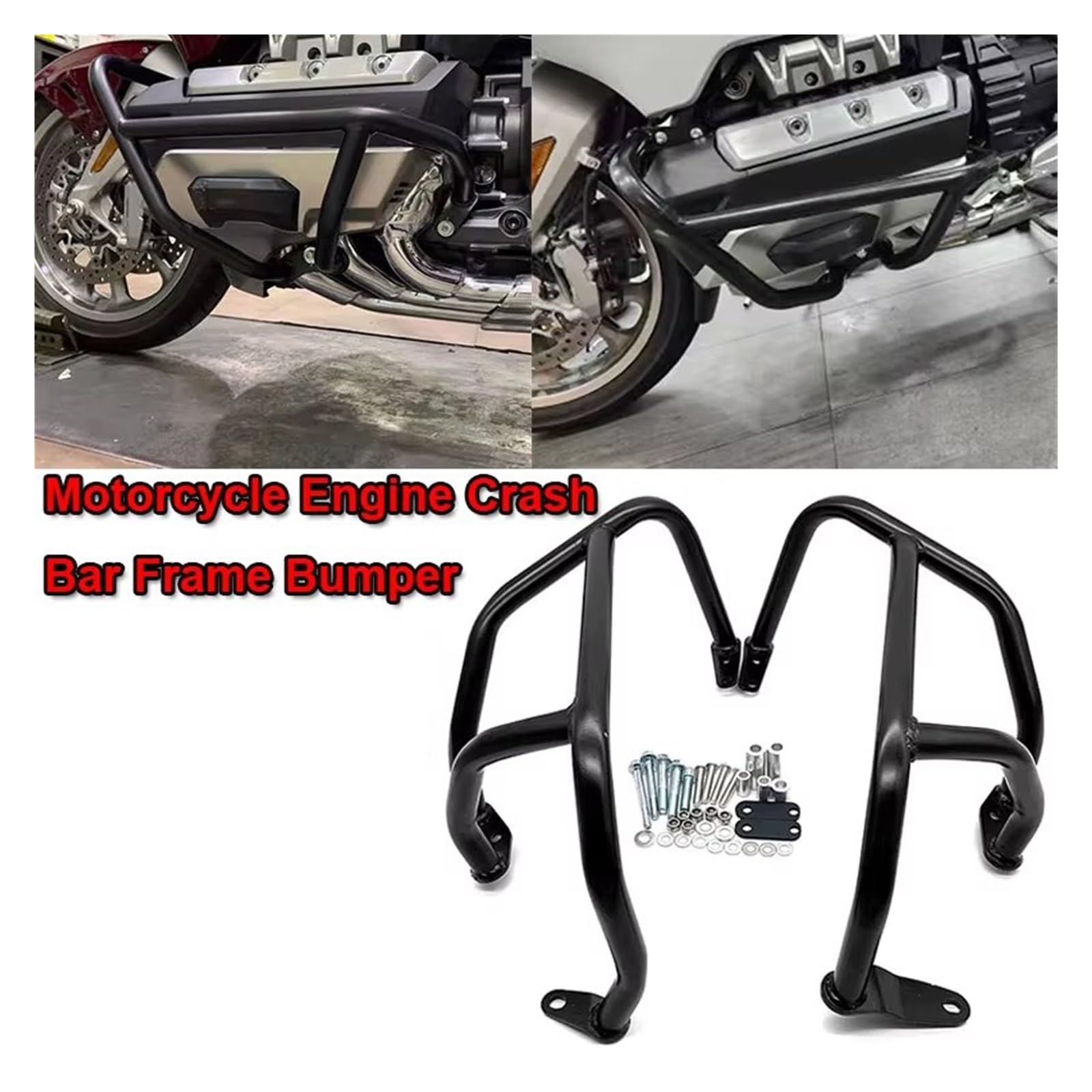 Moto Crash Bars pour Goldwing 1800 GL1800 F6C 2018-2024 Protection De Moteur De Moto Barre De Protection Cadre Pare-Chocs Carénage Moto Pare-Chocs Crash Bar(Noir)