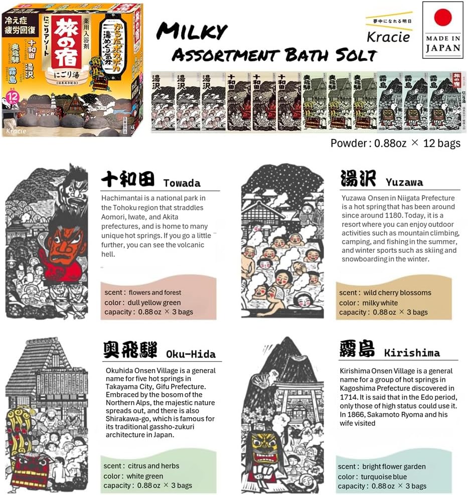 Tabi no Yado 2 Boxes (8 Types, 24 Packs) Japanese Onsen Bath Salt Set. * Quasi-Drug.
