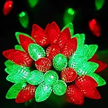 2-Pack C9 Christmas String Lights, 100LED 66FT Waterproof Connectable Green Wire, Plug in Led Outdoor/Indoor Fairy String Lights, for Xmas Tree Garden Patio Wedding Party Decorations (Red and Green)