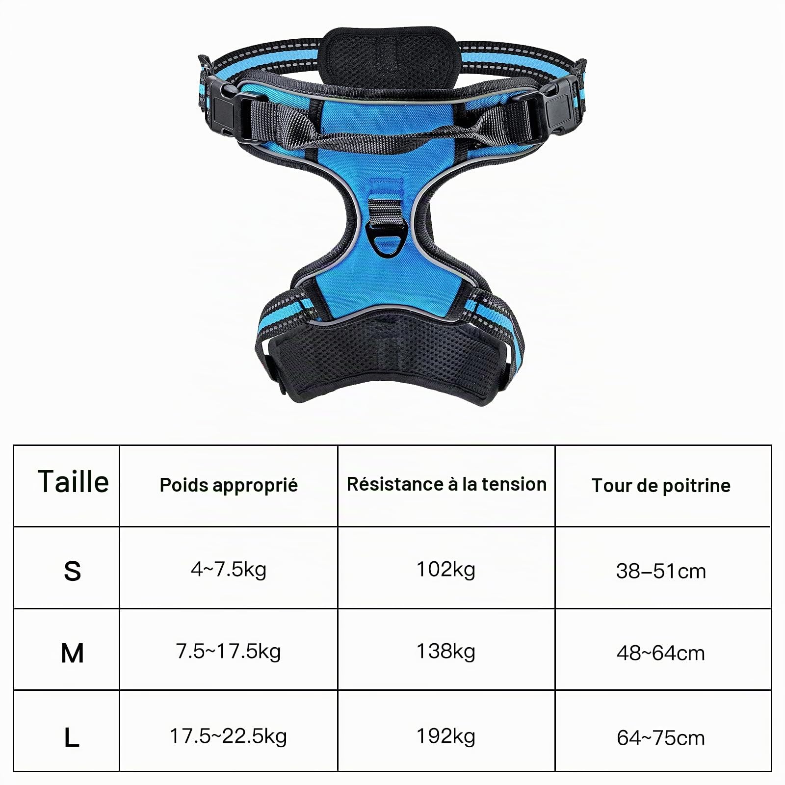 Harnais Chien, Harnais Anti Traction pour Chien, Harnais Chien Anti Traction Réfléchissant, avec Laisse pour Chien, pour Entraînement en Plein Air