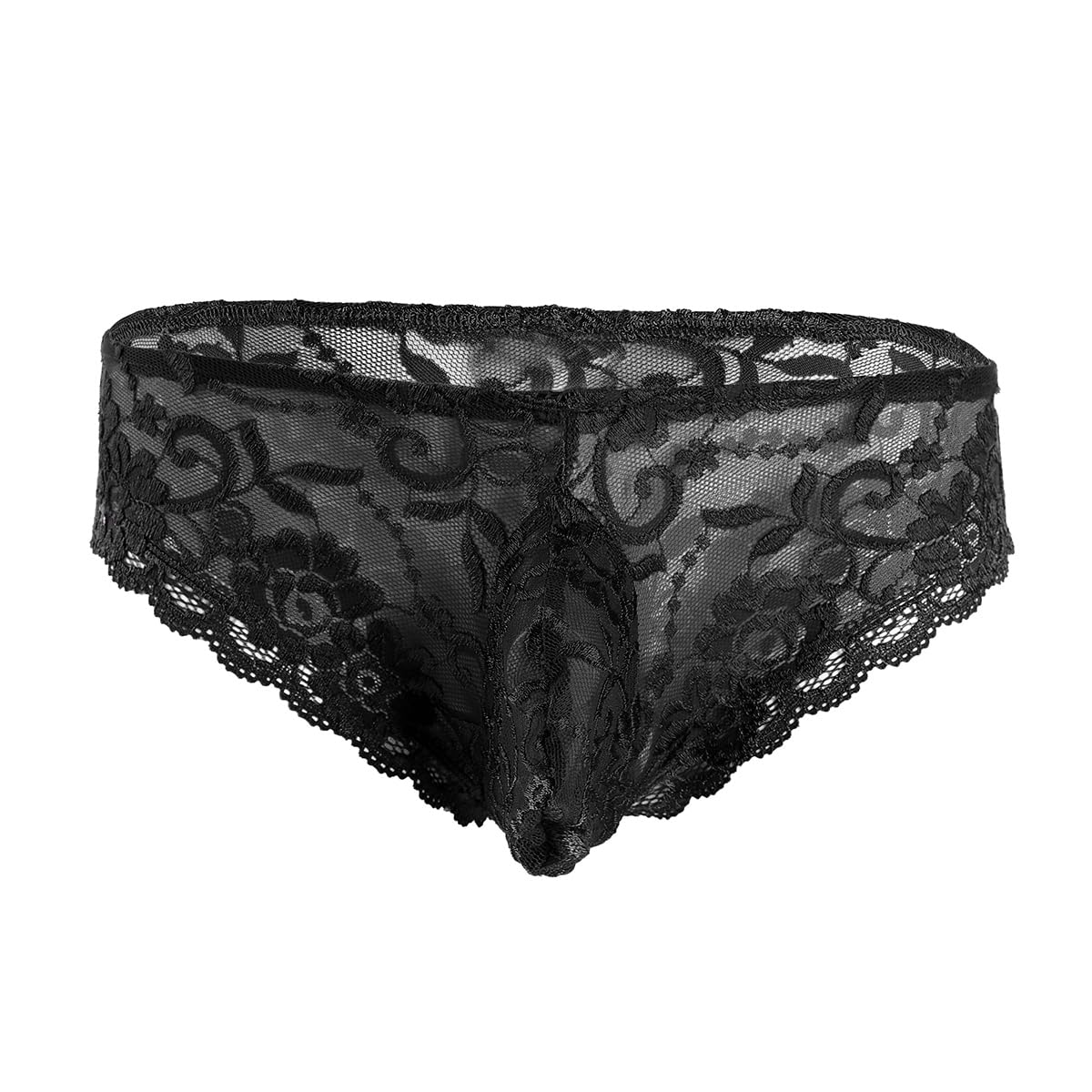 iiniim Men's Briefs Low-Rise Bikini Briefs Men Lace Thong Tanga Lingerie Underpants Black XL