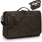RAINSMORE Sac de messager en cuir 15.6 Sac d'ordinateur portable de pouce pour hommes Vintage mallette Grand sac d'informatique Sac Satchel Sac de travail