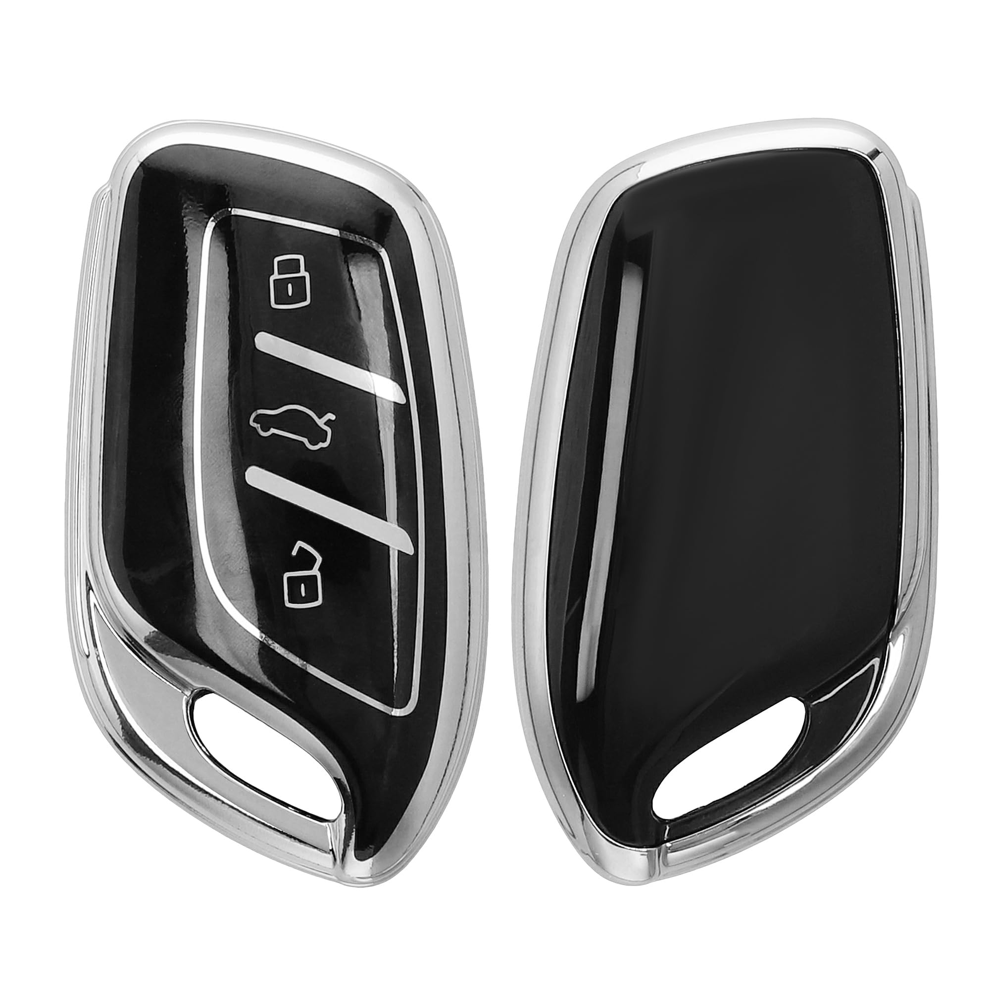 kwmobile Key Cover Compatible with MG 3-Button ZS MG4 MG5 MG6 - Car Key Fob Case Protector - Black/Silver