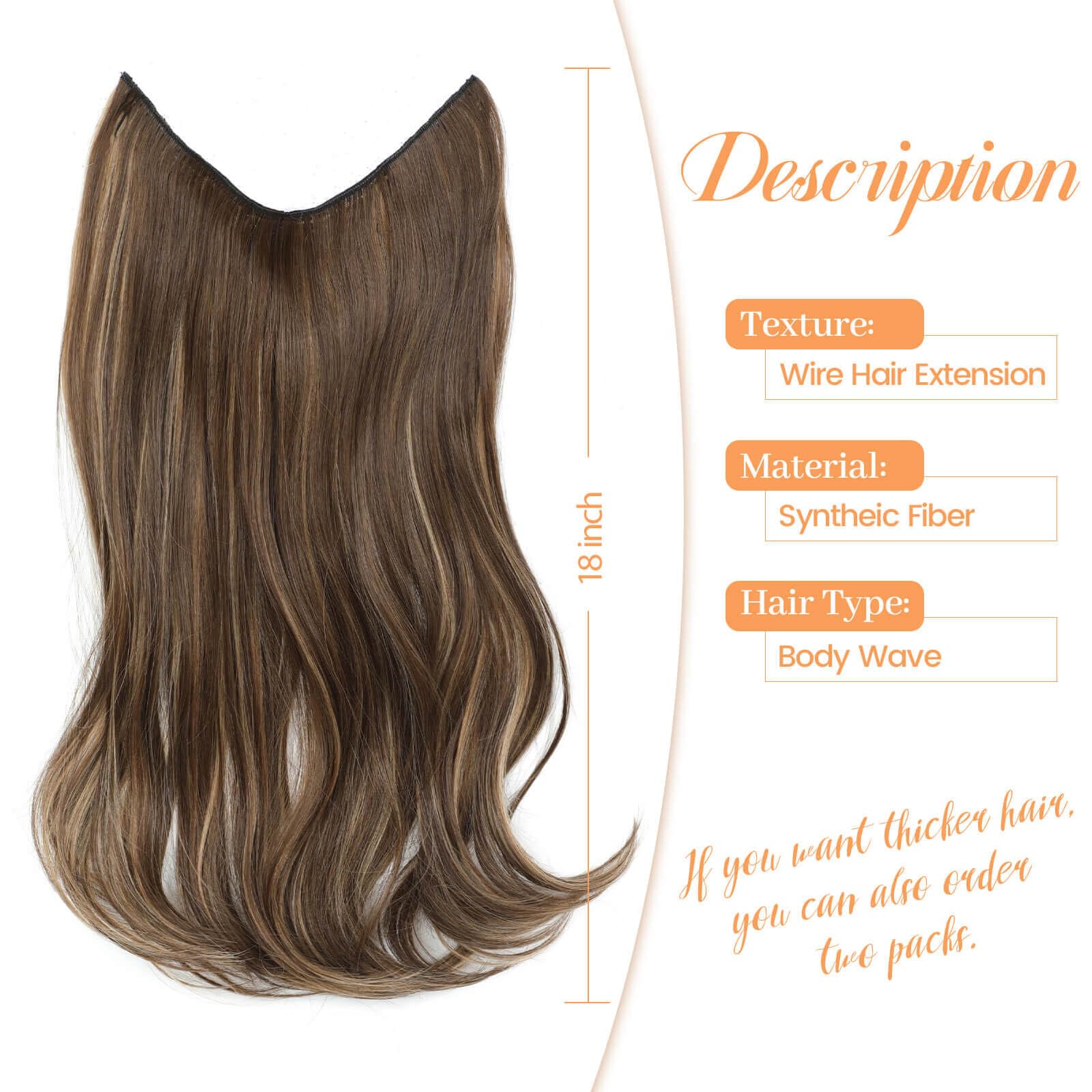 Flyroseing 18 Inch Halos Hair Extension, Body Wavy Brown Hair Extensions - Image 4