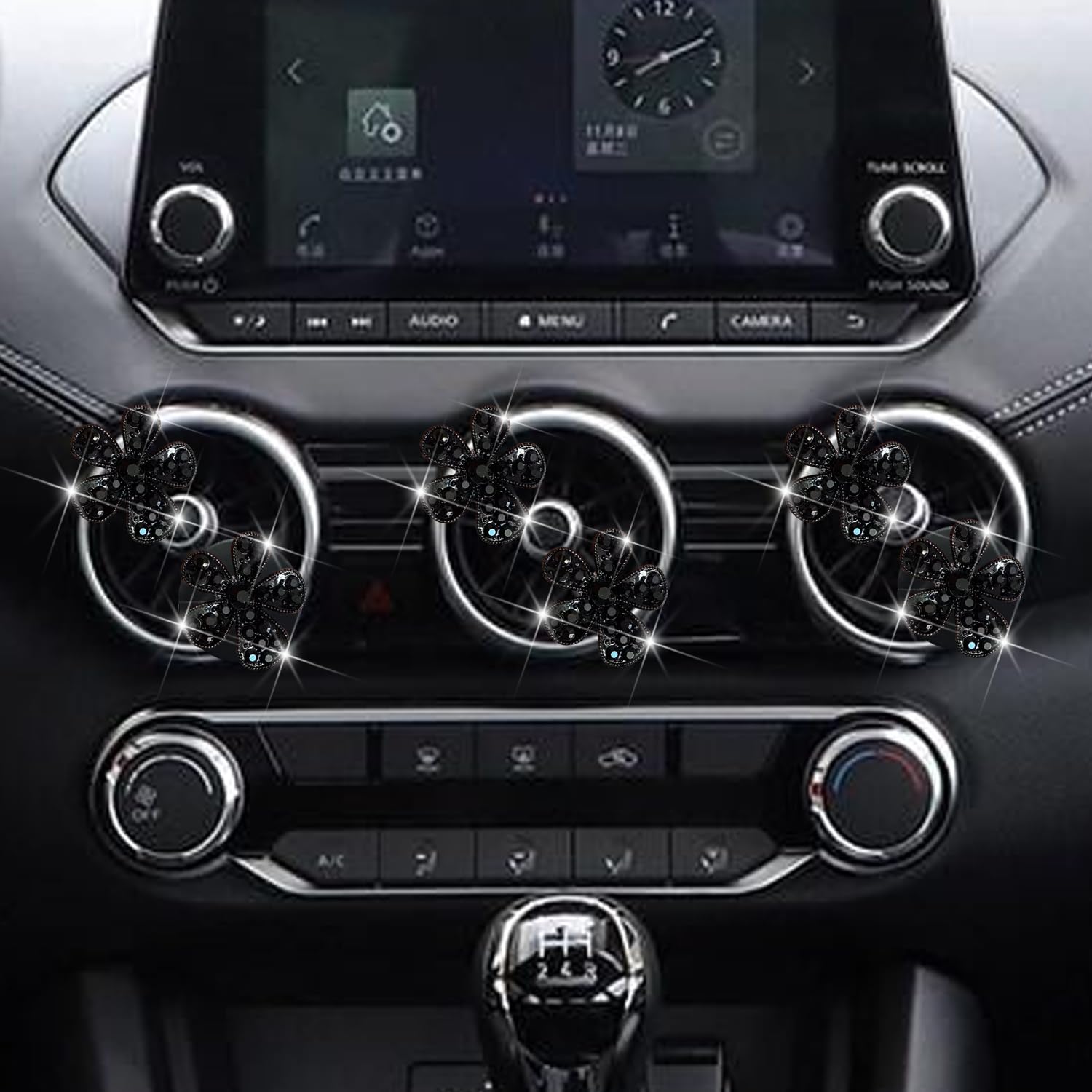 Pure Enrichment Fresh Car Vent Clip, 6-Pack Black Daisy Air Fresheners, Cute Flower Car Decor for Women