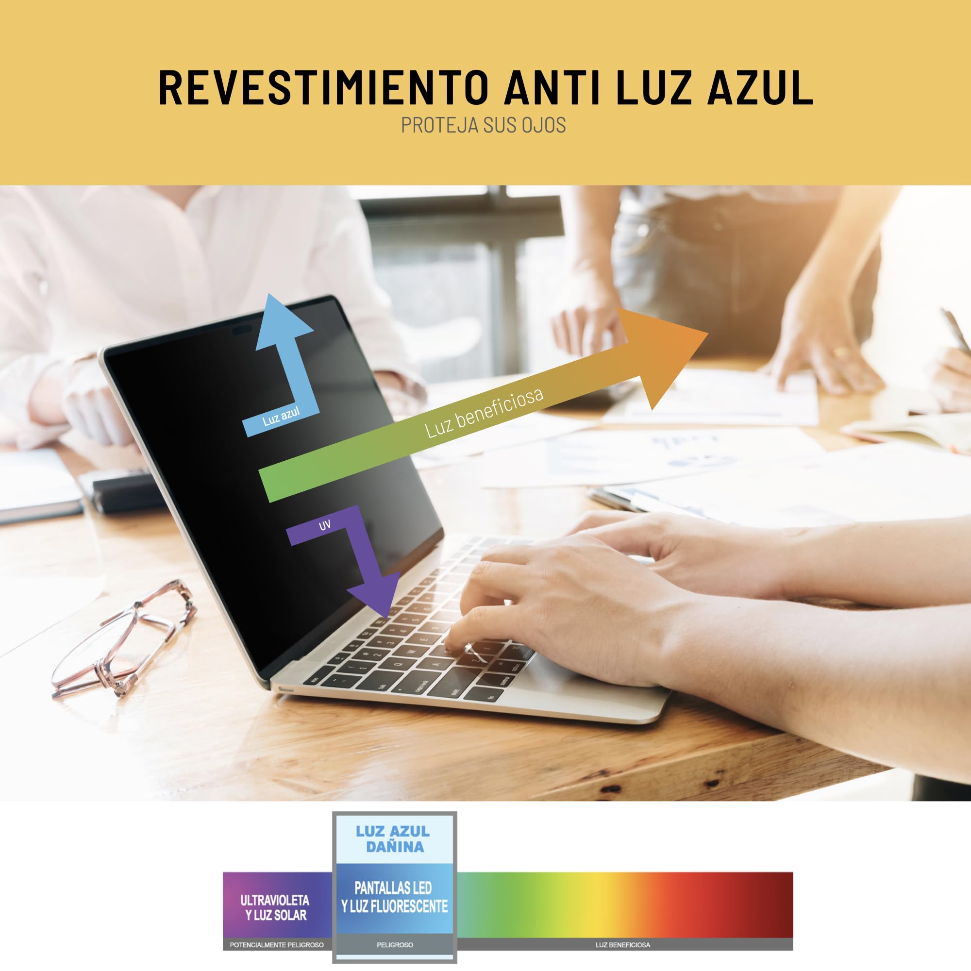 VistaProtect - Filtro de Privacidad Premium y Filtro Anti-Luz Azul. Protector de Pantalla Magnético. Compatible con Apple MacBook Air 15 M1/M3/M4/M5 (15.3" - 2022+)