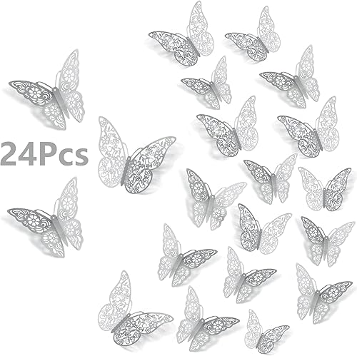 SAOROPEB Decoración de pared de mariposa 3D, 72 unidades, 3 tamaños, 3 estilos, calcomanías de mariposa extraíbles, decoraciones de mariposa para