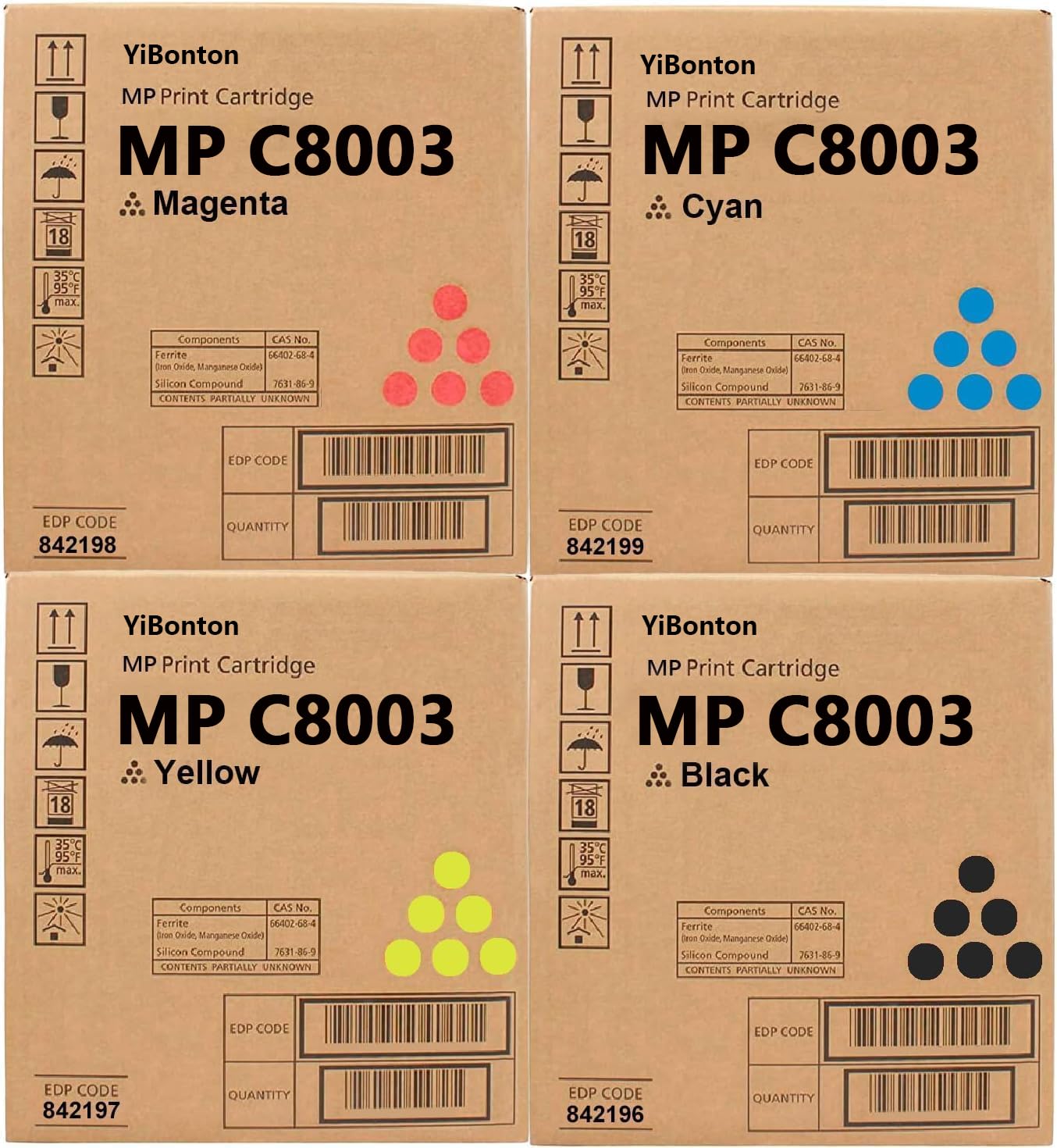 High Yield MP C8003 IM C8000 Toner Cartridge 842196 842197 842198 842199 Toner for Savin Lavier MP C6503 MP C8003 IM C6500 IM C8000 Printer (Black Cyan Magenta Yellow)
