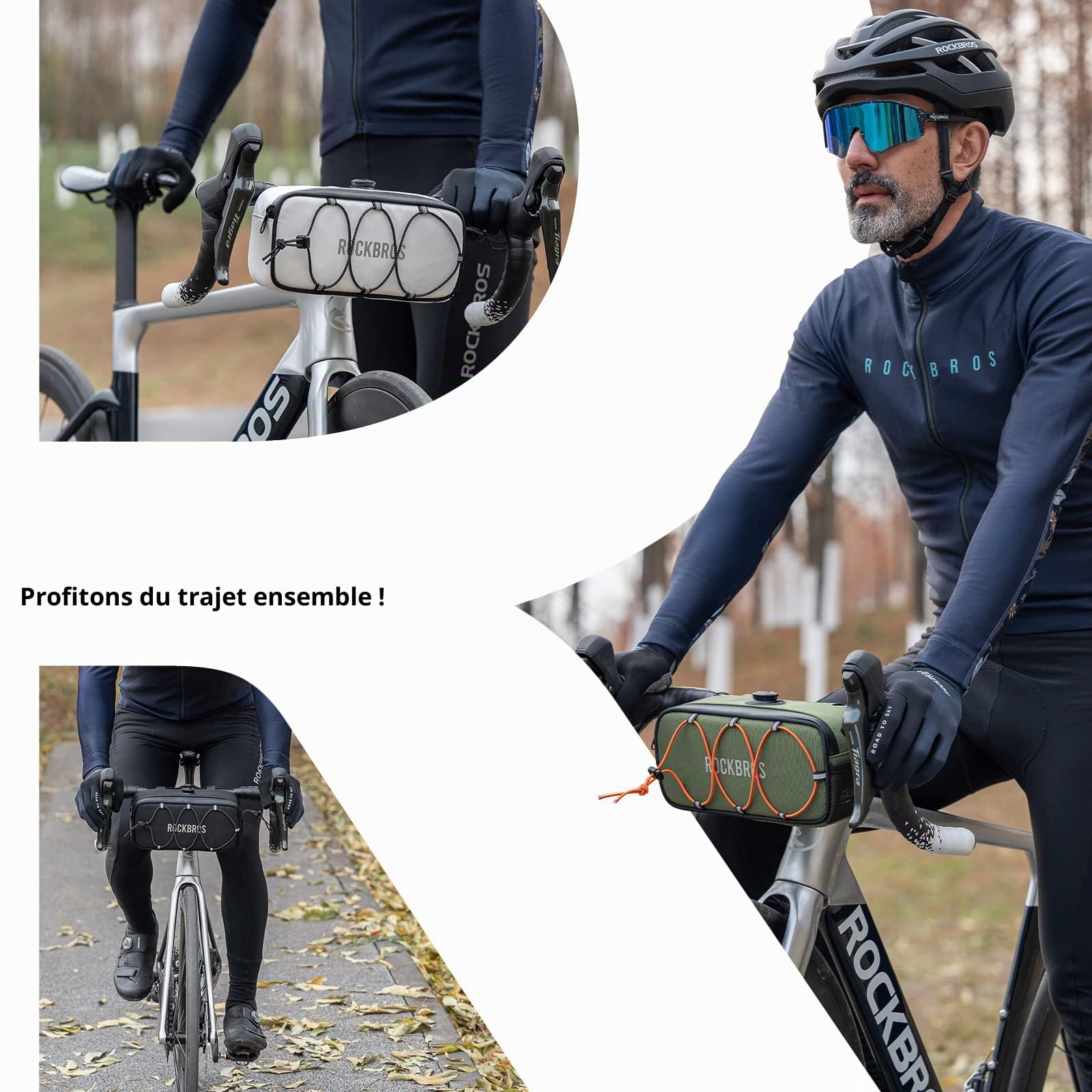 ROCKBROS Sacoche Guidon Vélo Route-to-Sky 1,9L Innovant Avant Gravel Étanche Cintre VTT Réfléchissant Électrique Sous 1,9kg Polyester PU EVA Blanc Orange Vert Gris Noir