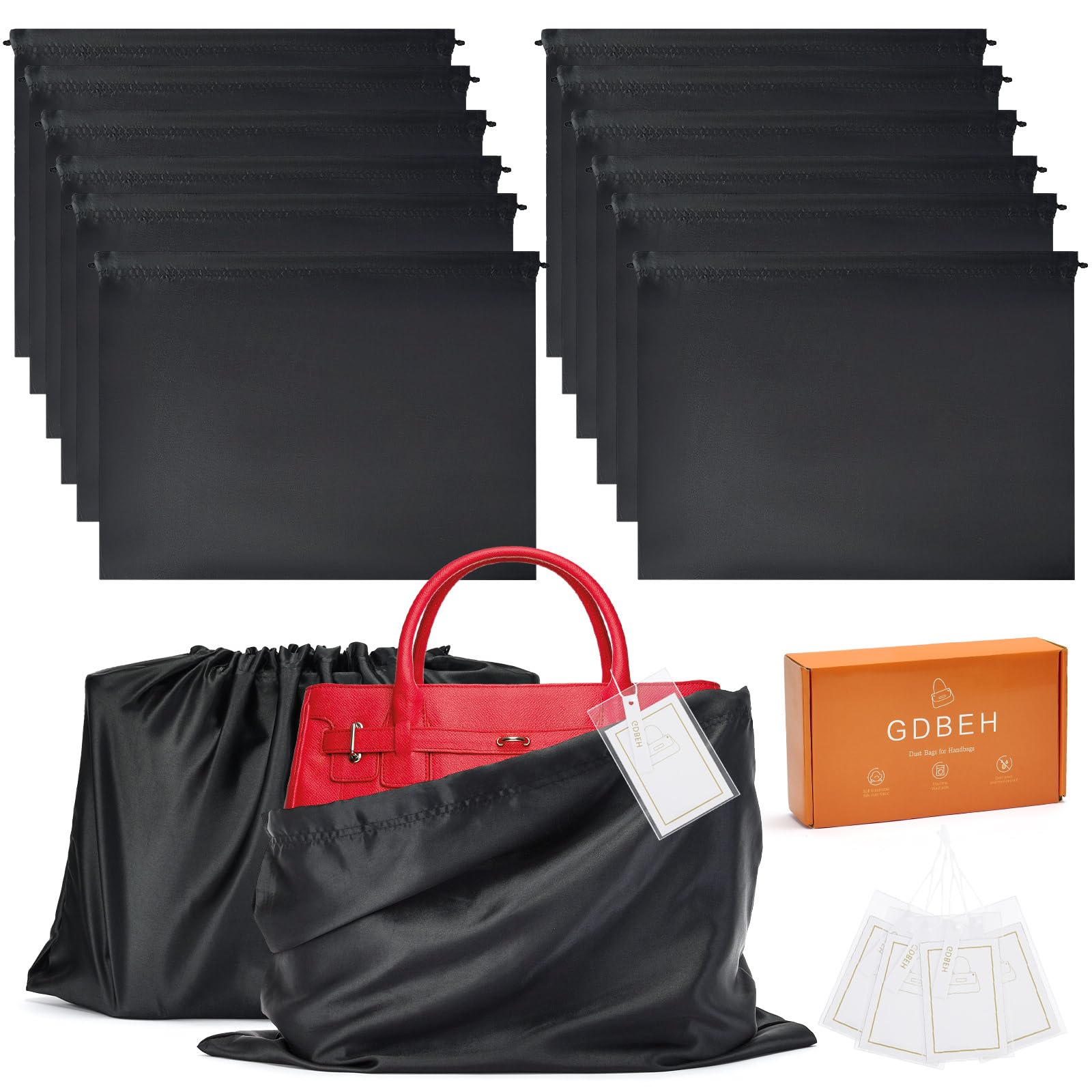 GDBEH 12 Pack Dust Bags for Handbags Travel Storage Pouch Silk Cloth Bag With Drawstring Large Storage Pouch for Handbag Purse Shoes Boots