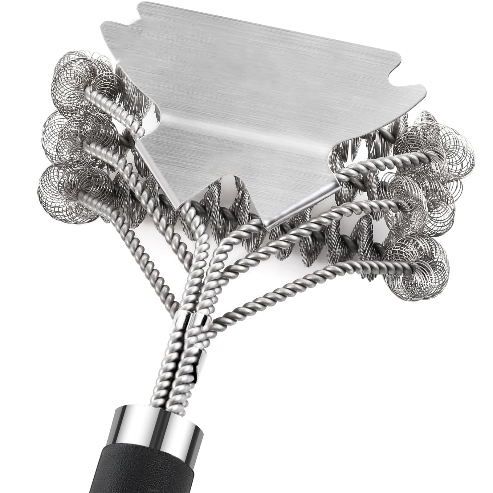 Stainless Grill Brush and Scraper, 18" Grill Brush With Scraper Long Handle Wire Scrubber for Cleaning Gas Charcoal Porcelain Grills